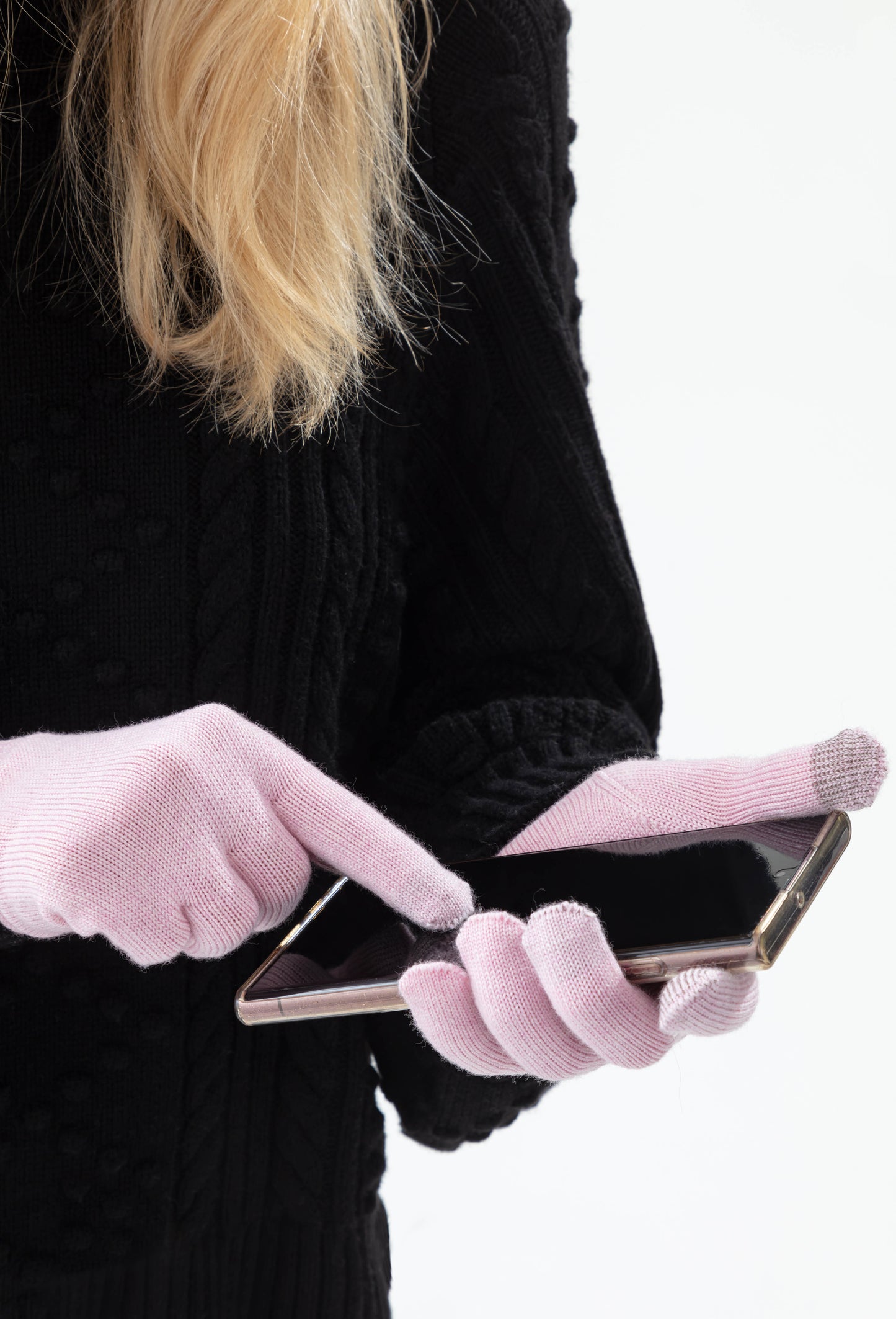 Gants Tactiles Pia rose poudre 2