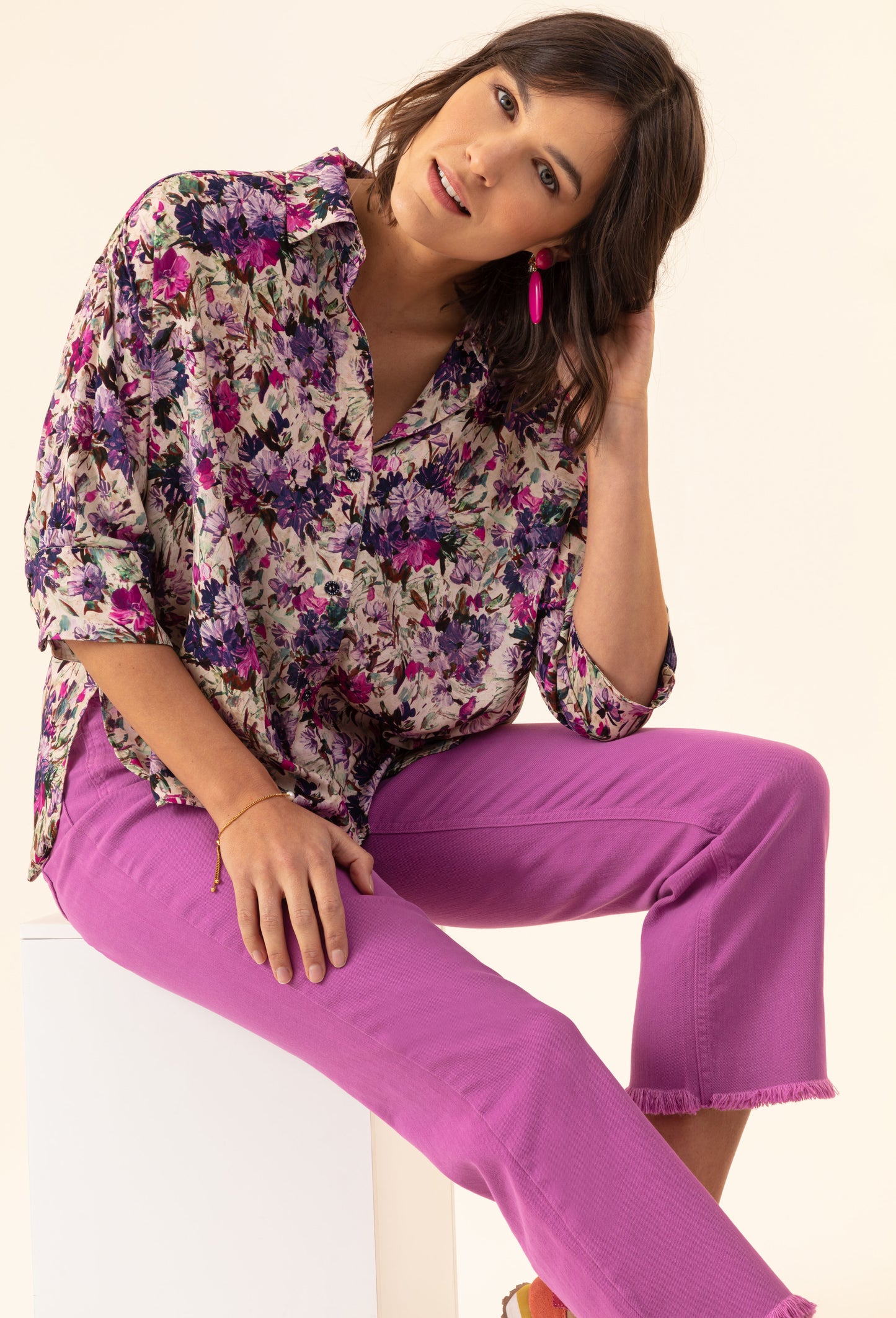 Jean Musc en coton rose 2