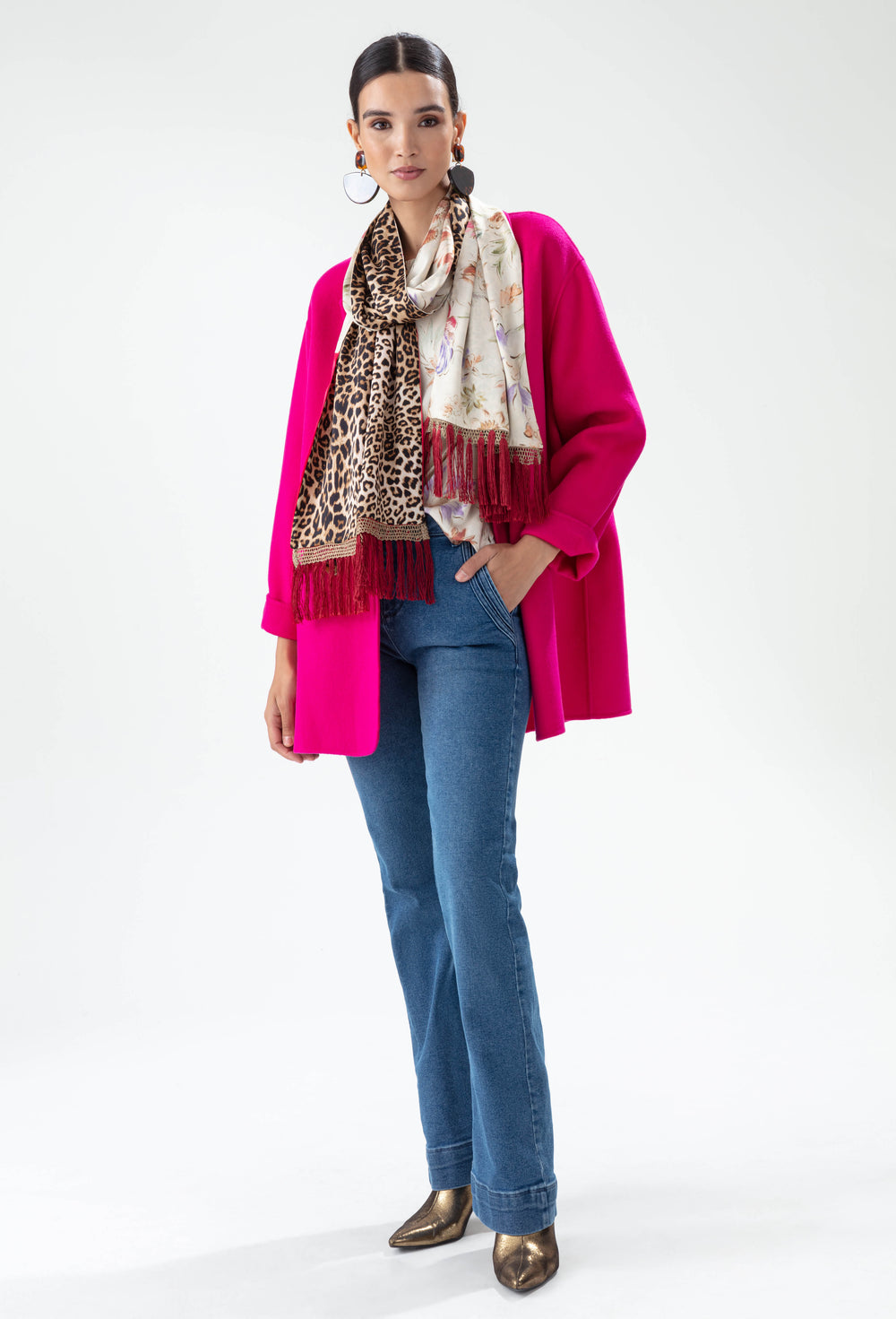 Manteau double face Amalia fuchsia 100% laine 2