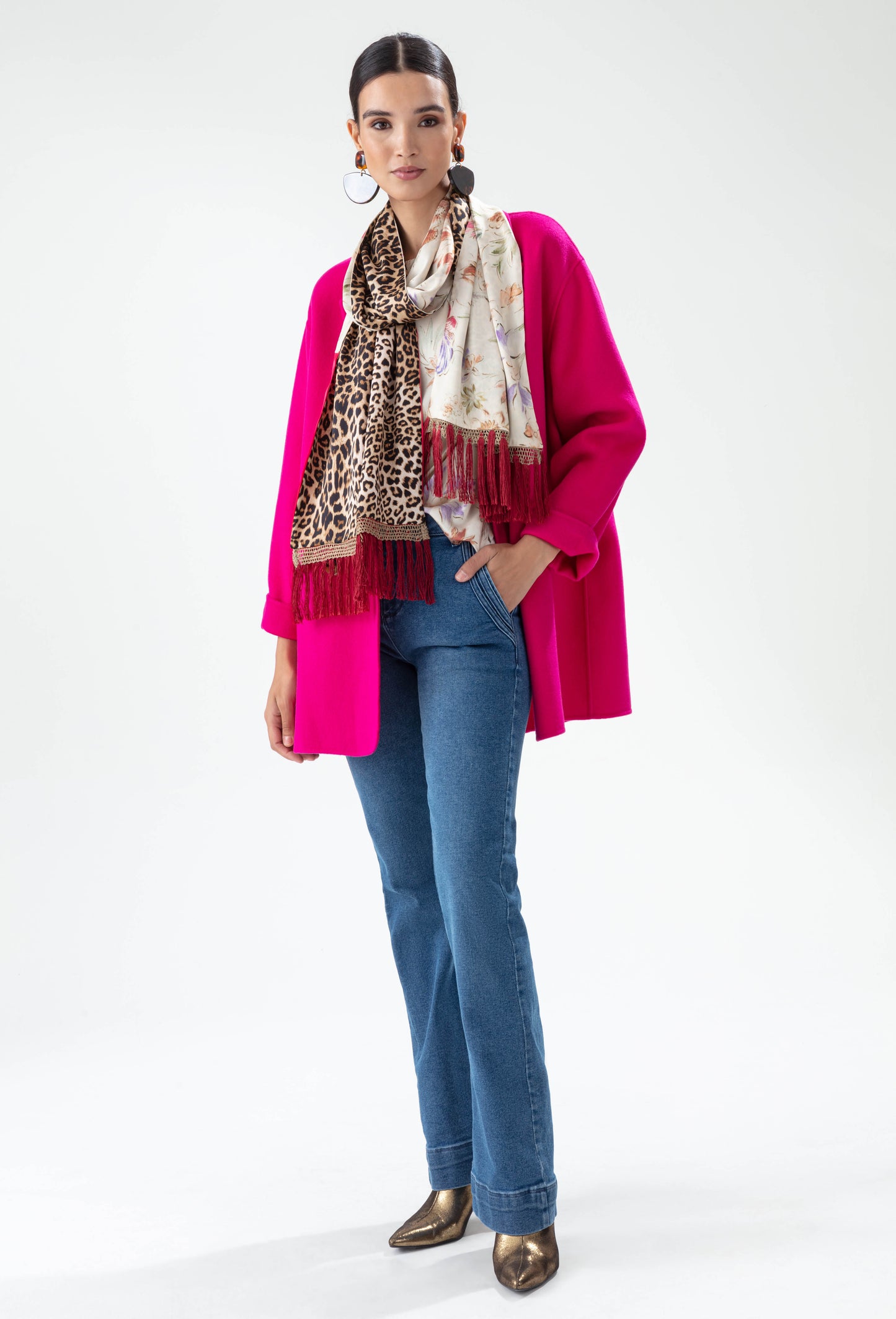 Manteau double face Amalia fuchsia 100% laine 2