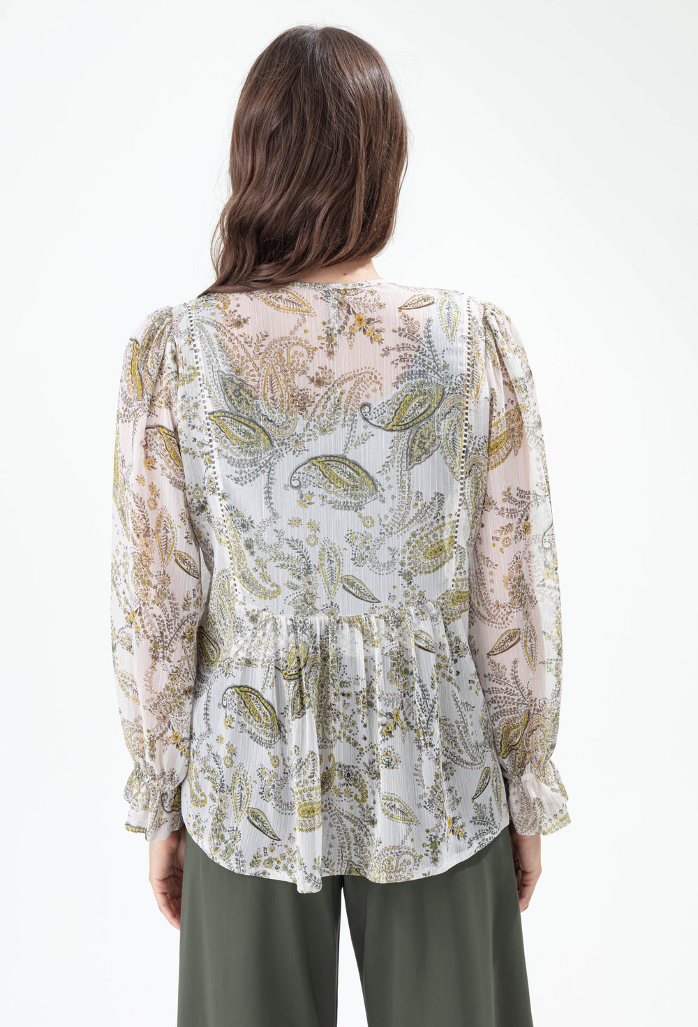 Blouse Jhalak imprimé cachemire argenté 3