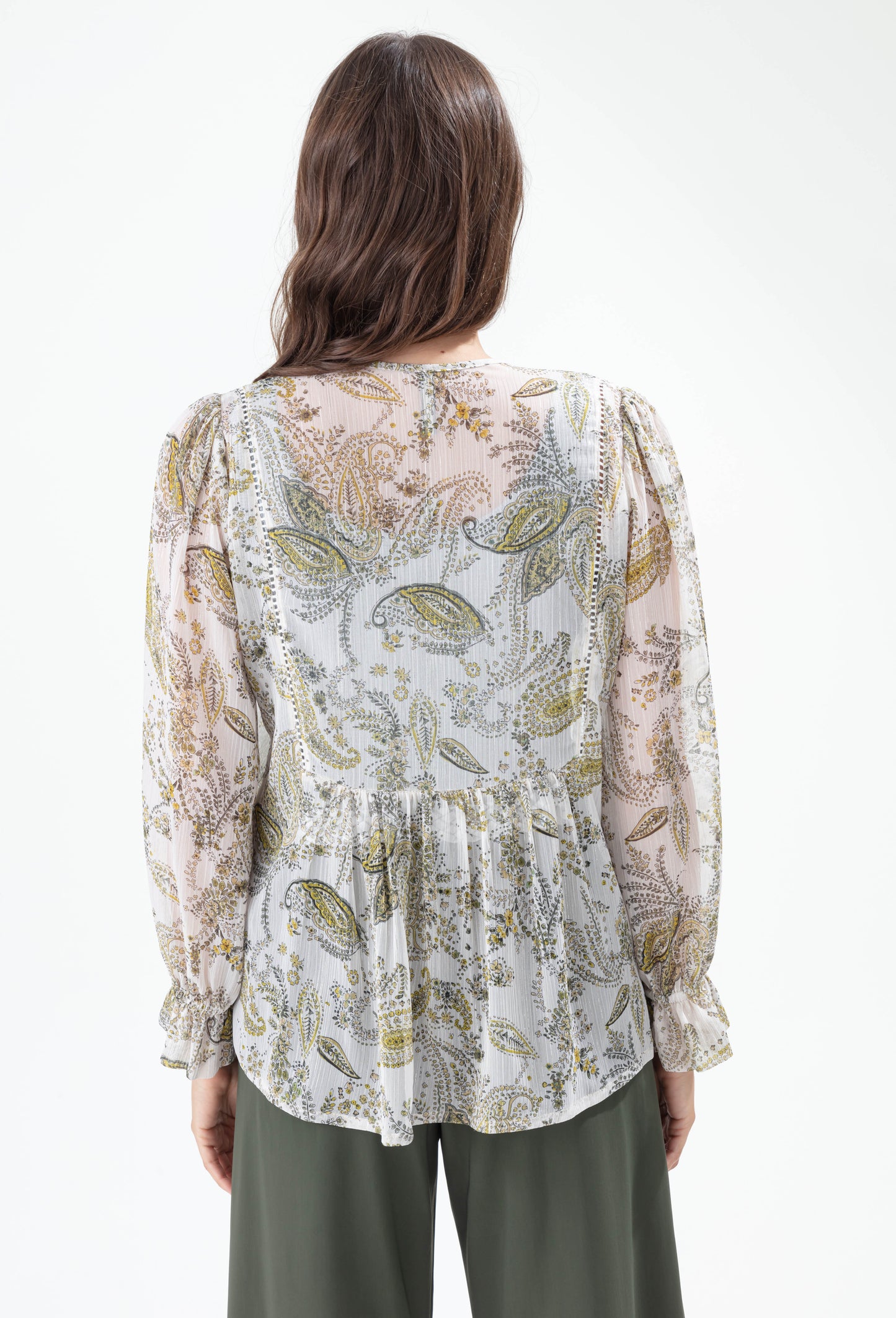 Blouse Jhalak imprimé cachemire argenté 3