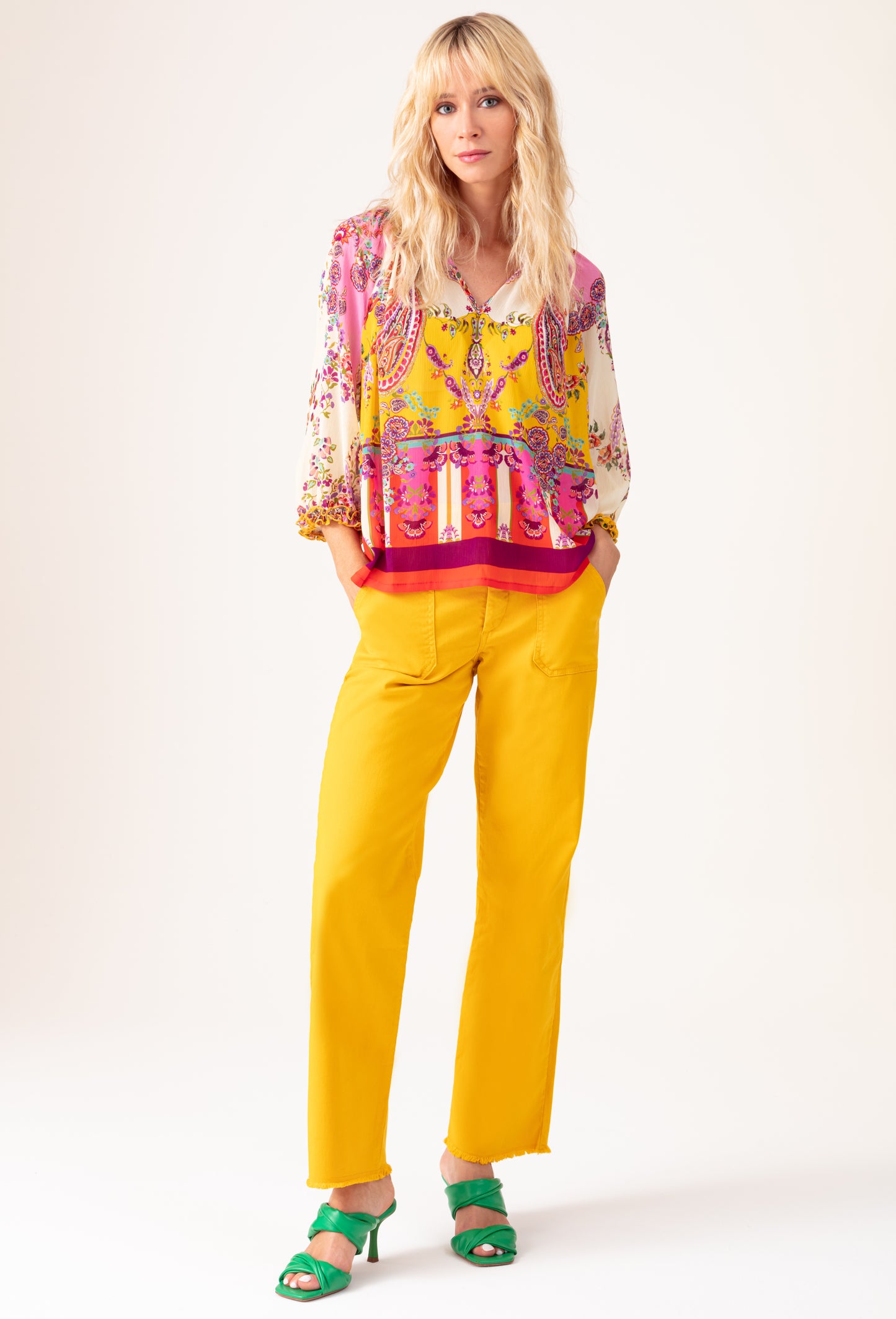 Pantalon Jules jaune en coton 1