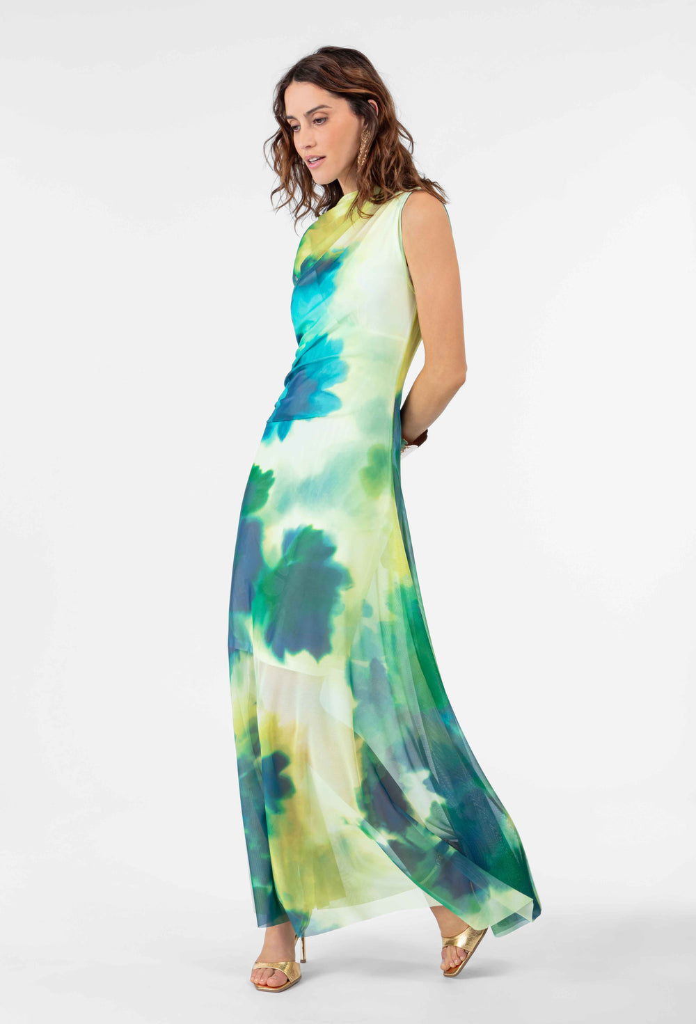 Robe longue Maya en résille imprimée 4