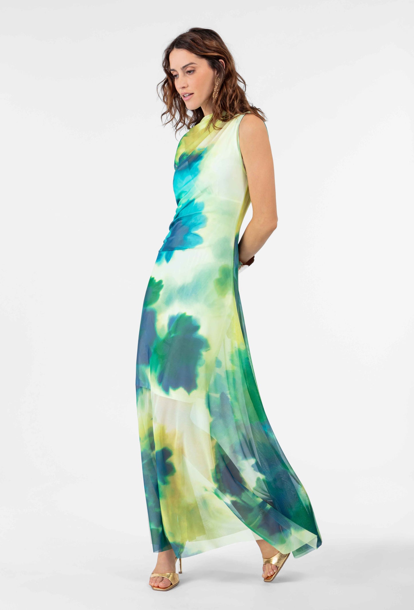 Robe longue Maya en résille imprimée 4