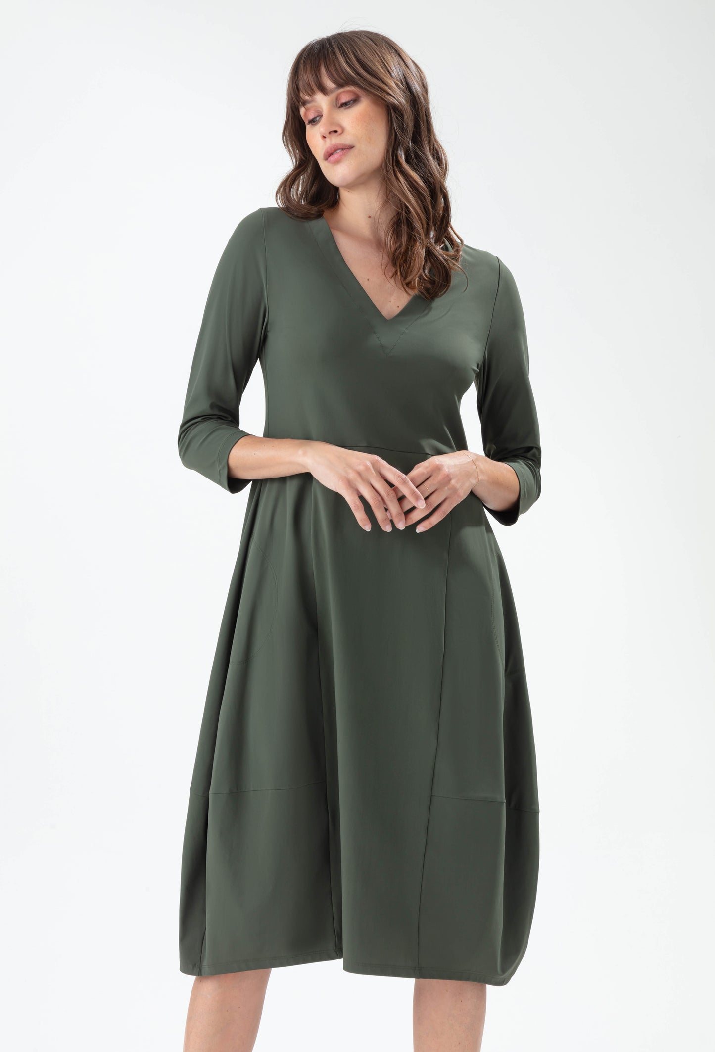 Robe Nagina kaki en jersey technique 1
