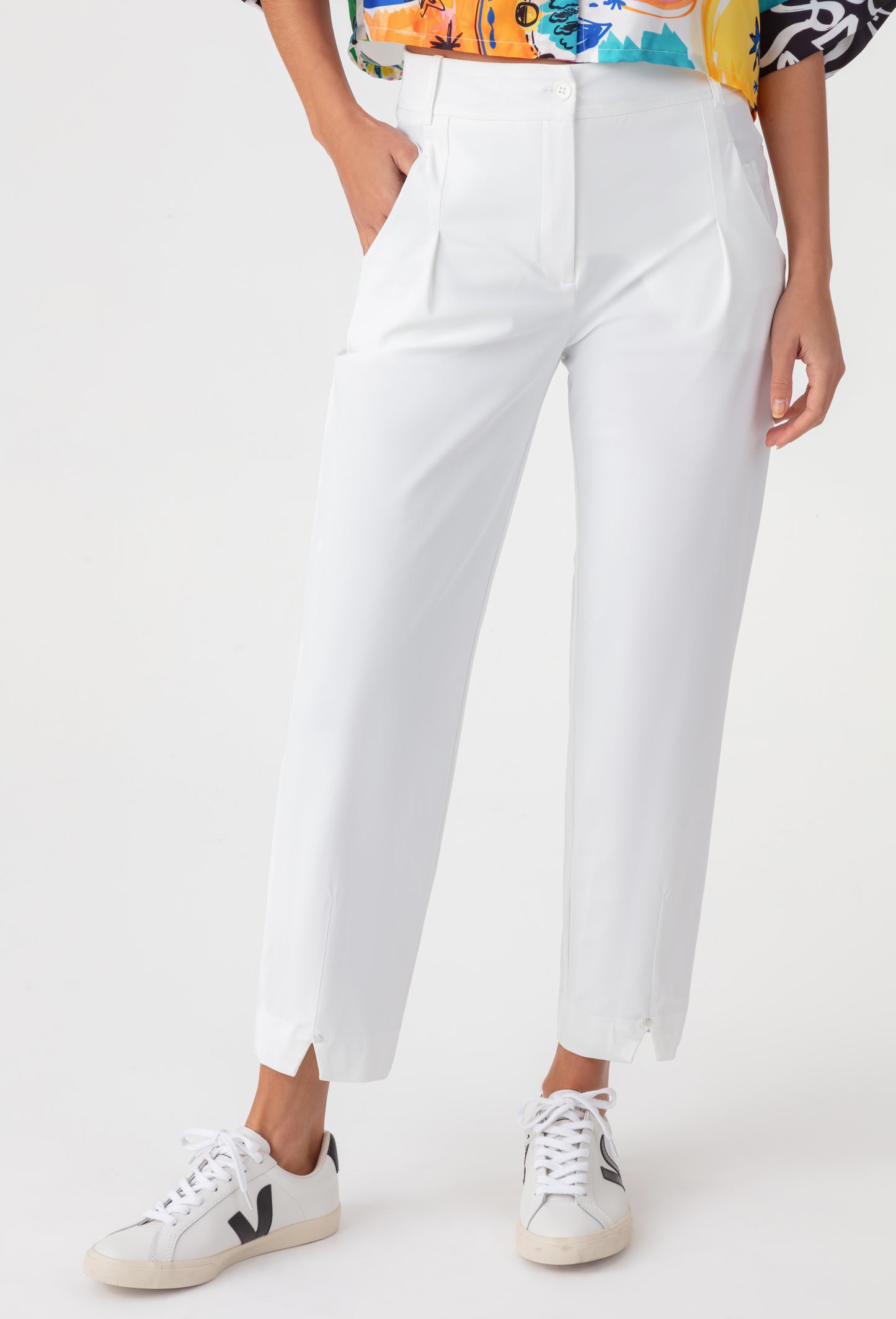 Pantalon Jalia blanc en jersey technique 2