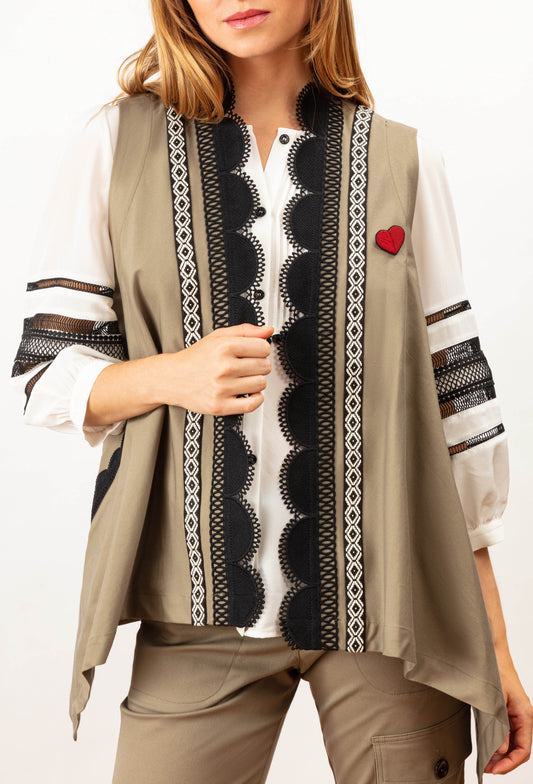 Gilet Milan kaki en coton 1
