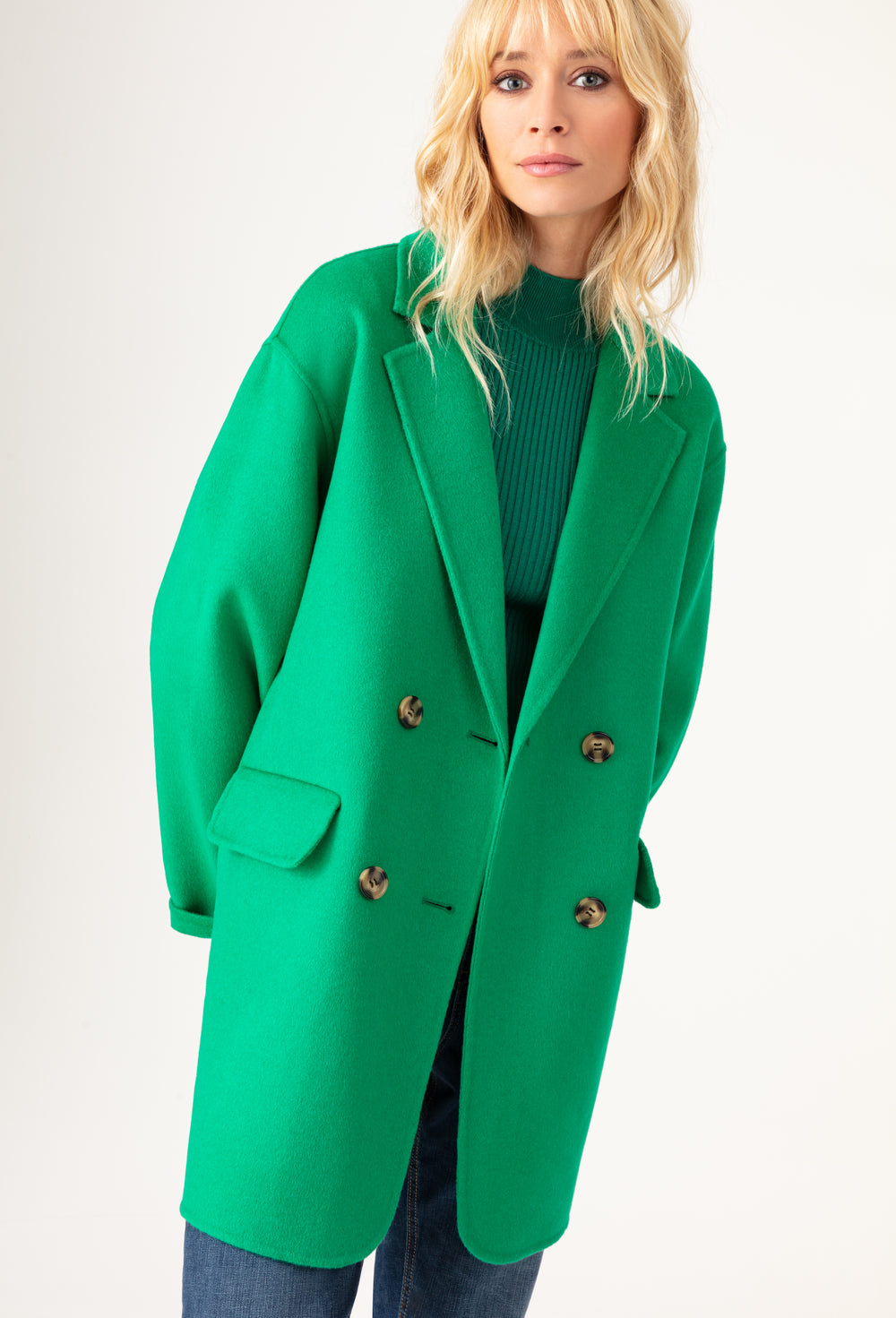 Manteau double face Amalia vert 100% laine 7
