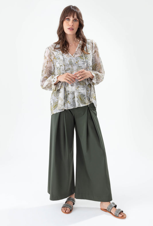 Pantalon Kanti kaki coupe large 5