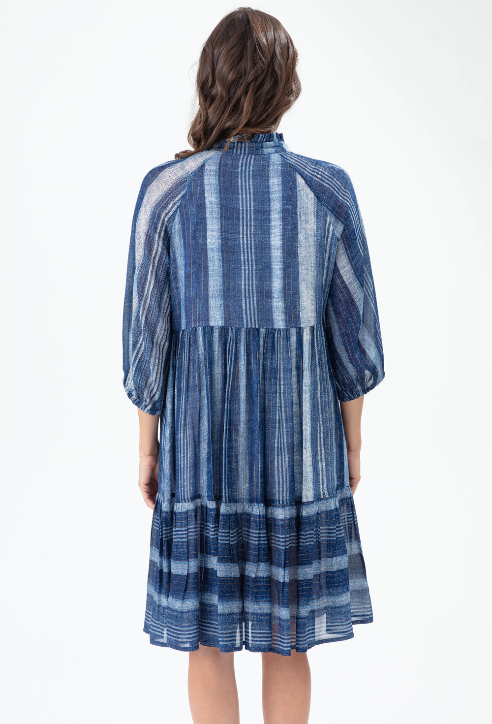 Robe Ecume à rayures saphir et gold 3