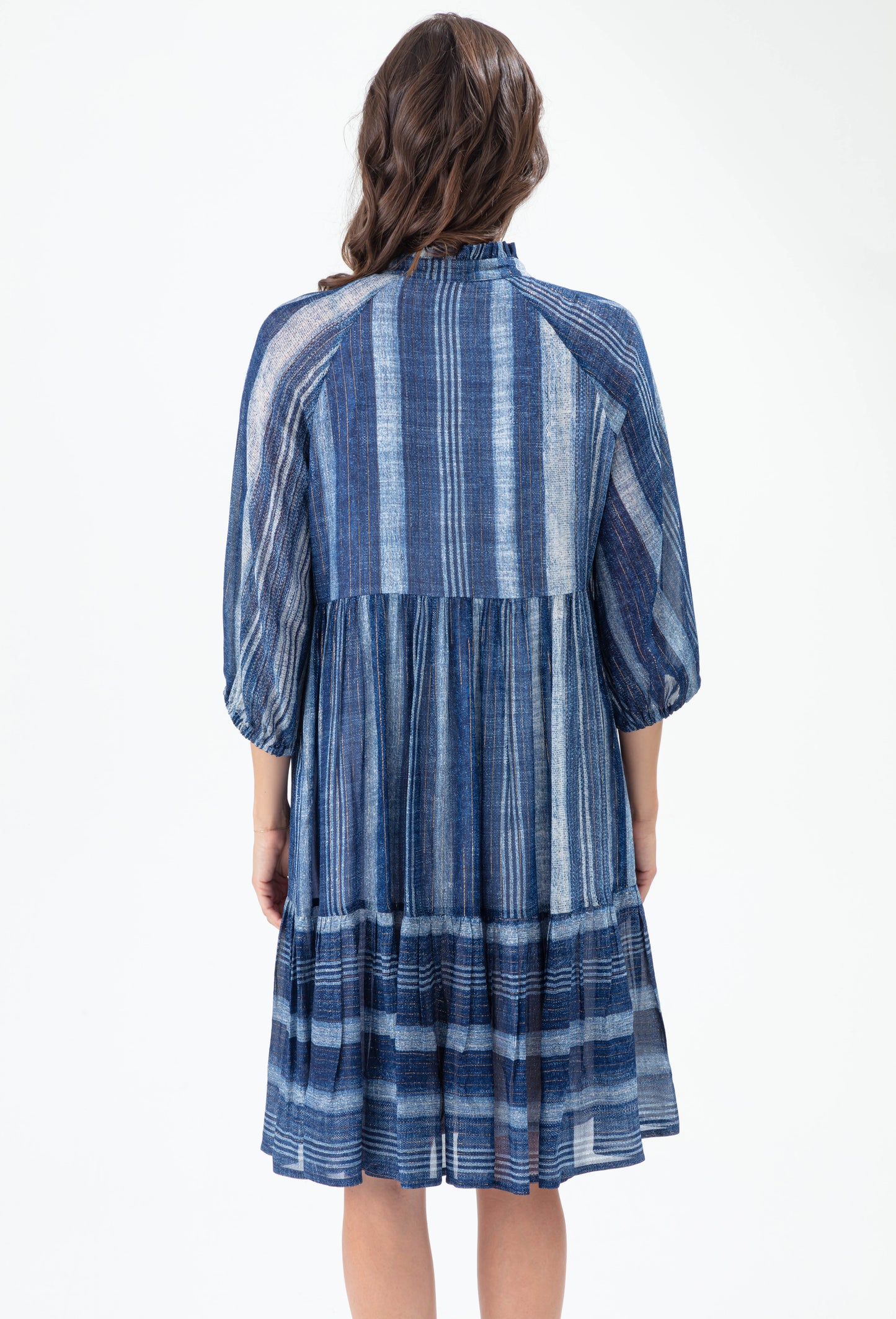 Robe Ecume à rayures saphir et gold 3