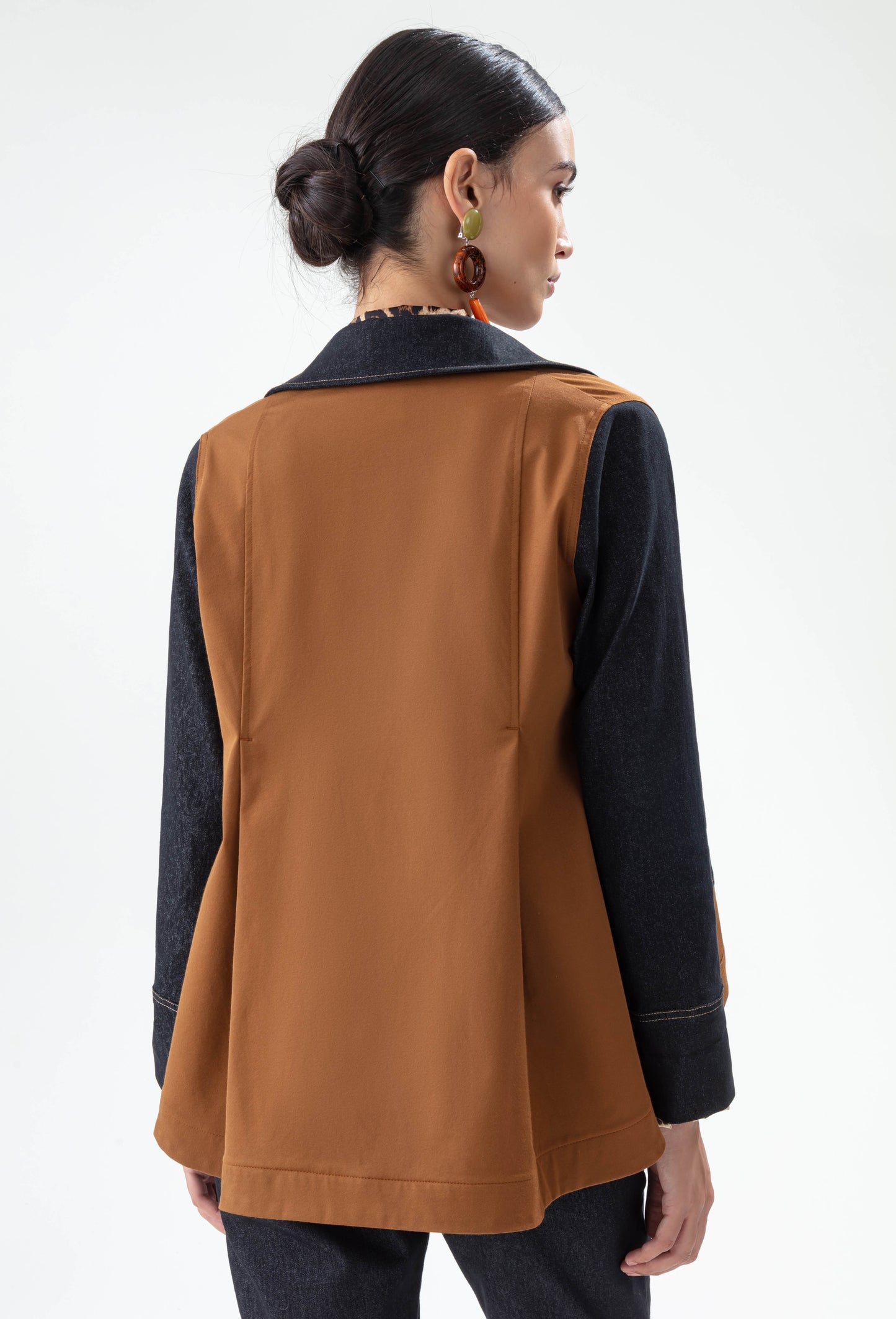 Veste Setri bi-matière caramel et jean brut 4