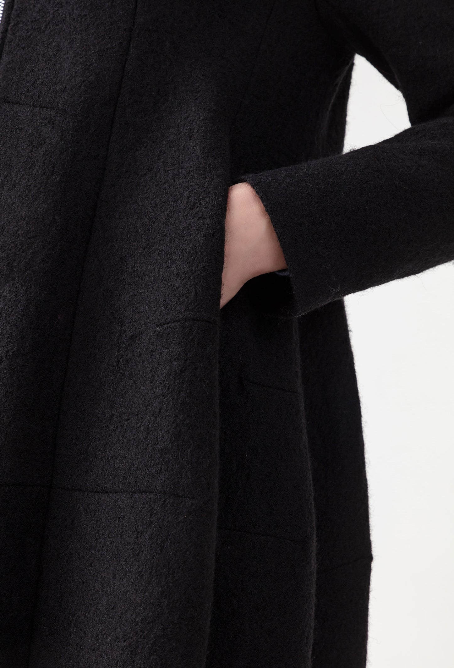 Manteau June en laine bouillie noire 3