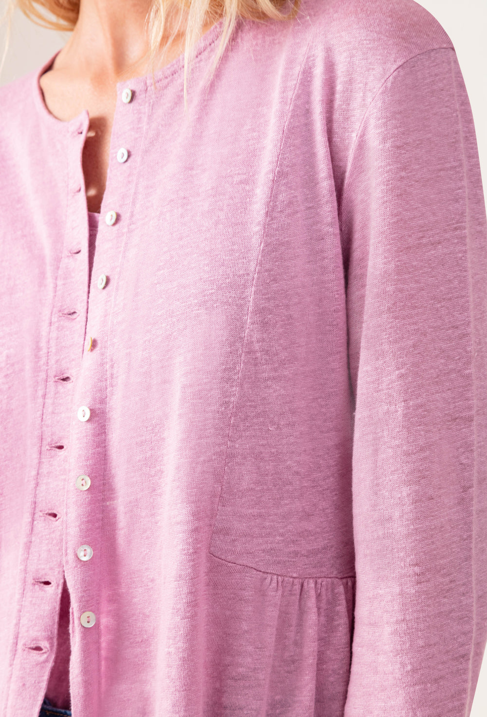 Gilet long Jeanne lilas 100% lin 4