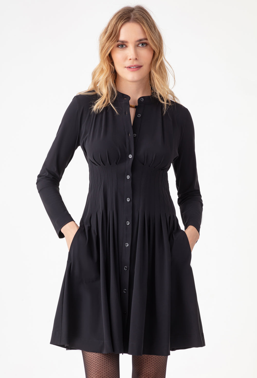 Robe patineuse Eliane noire en jersey technique 1