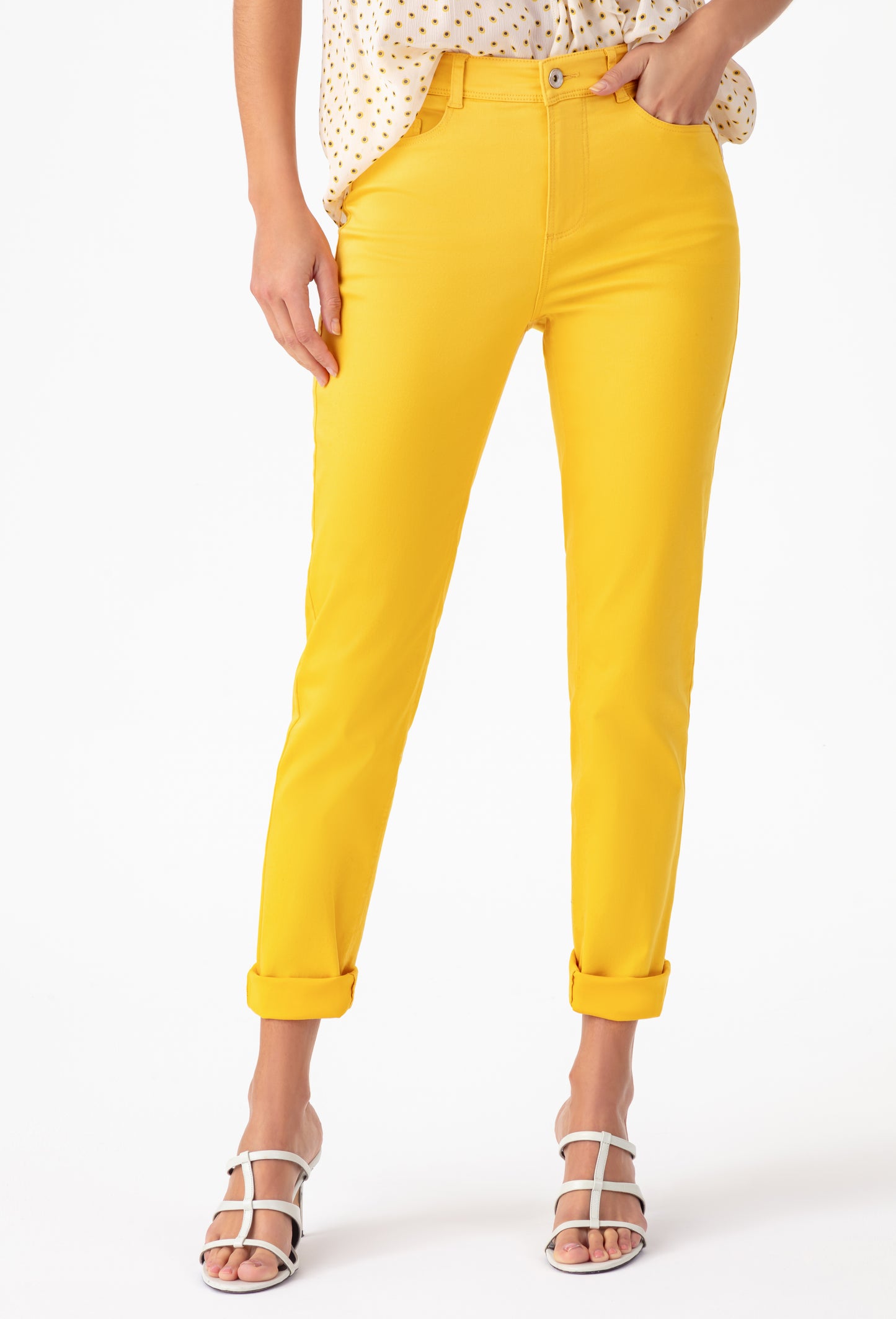 Pantalon Privilège bi-strech jaune safran 2