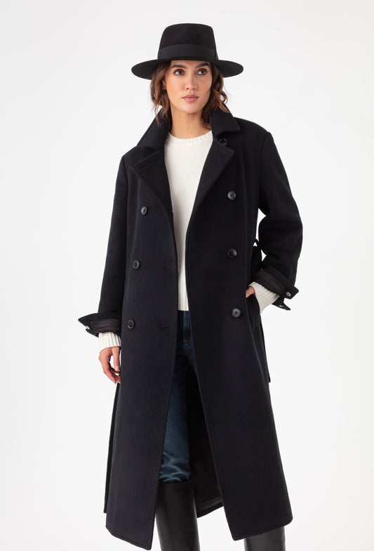 Manteau long Reem noir en laine 5