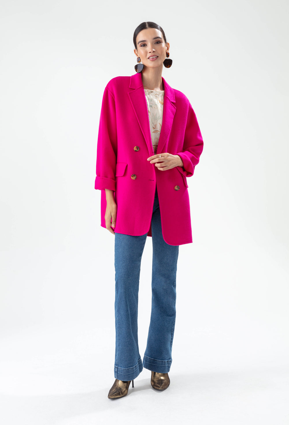 Manteau double face Amalia fuchsia 100% laine 5