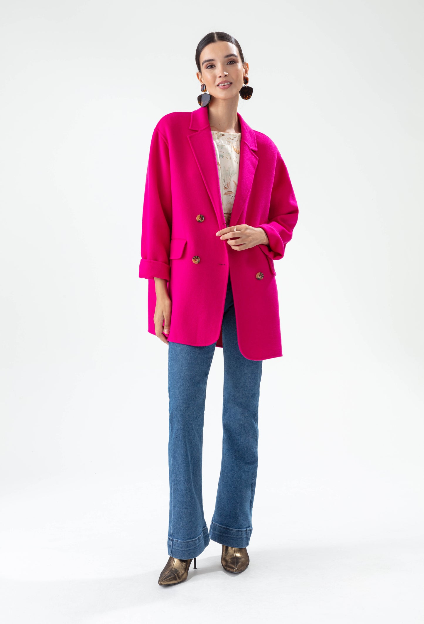Manteau double face Amalia fuchsia 100% laine 5