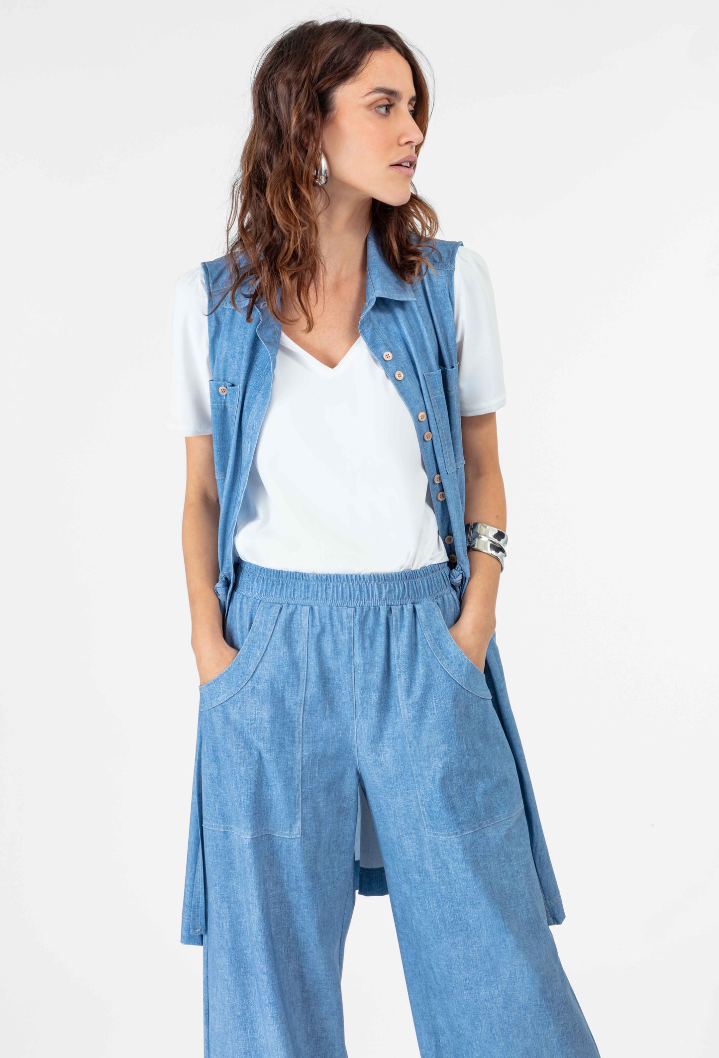 Robe chemise Bianca en jersey technique denim 4