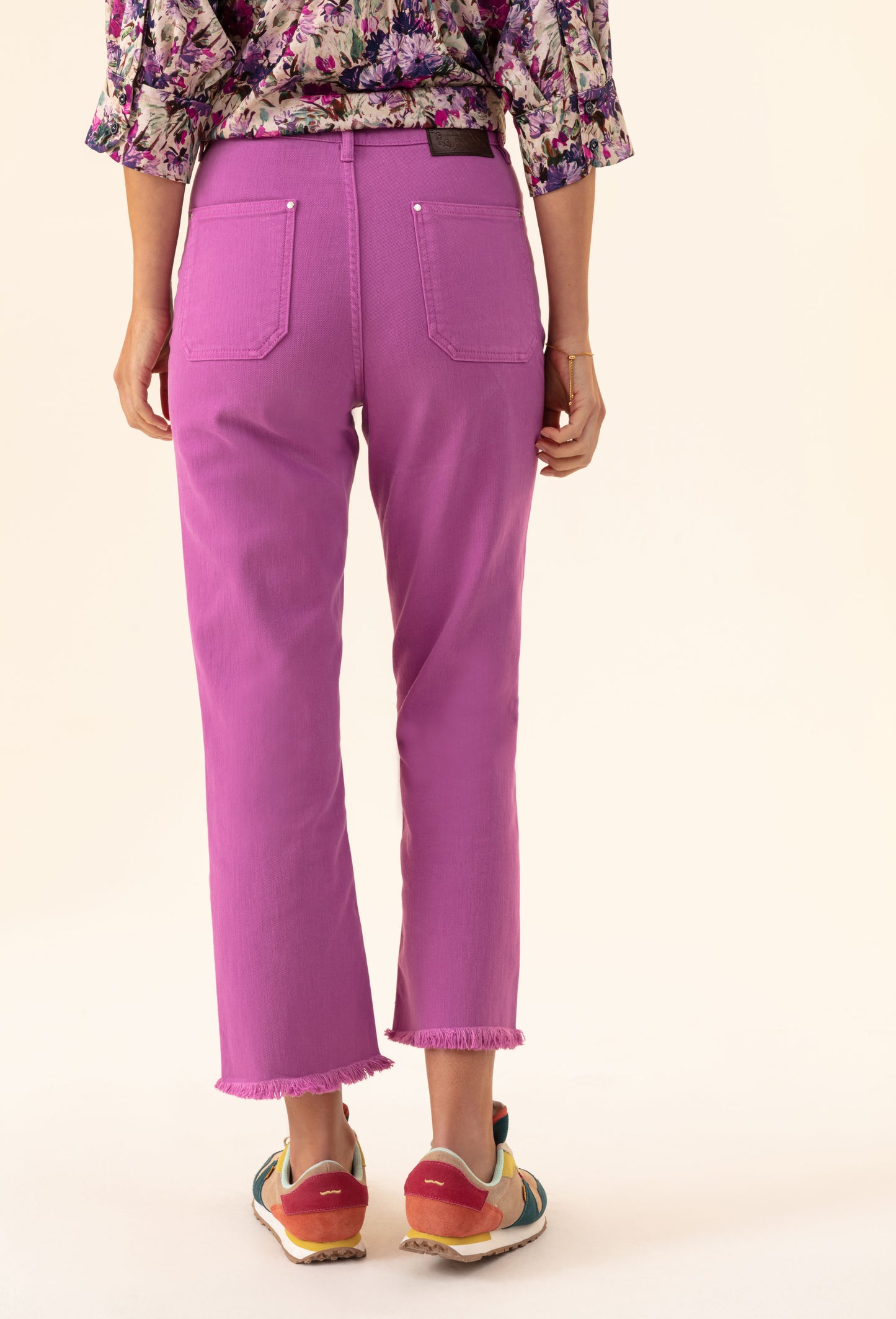 Jean Musc en coton rose 4