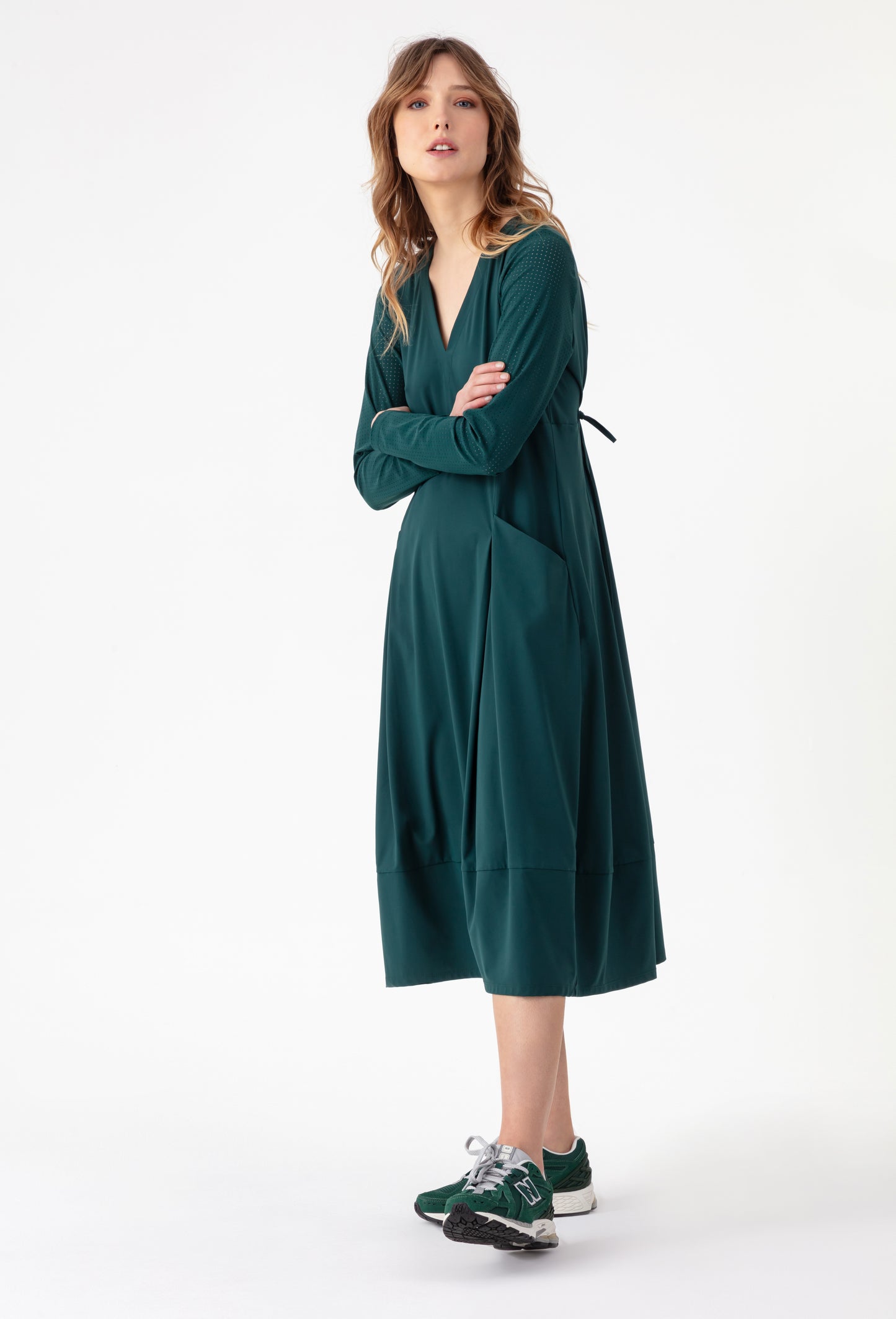 Robe Meora en jersey technique vert émeraude 1