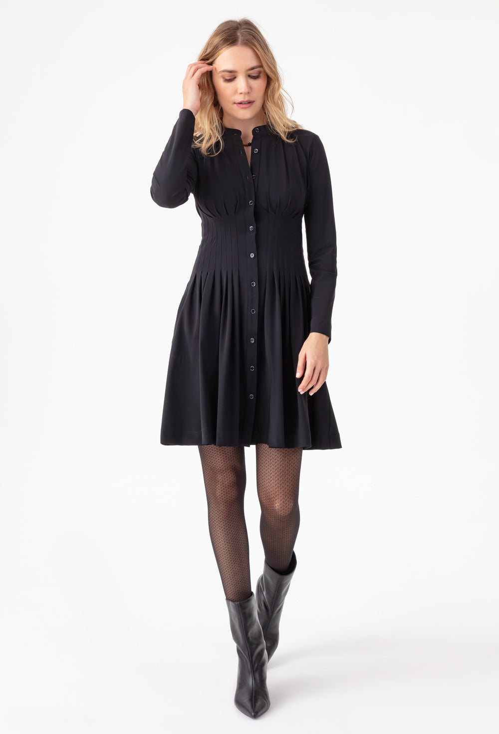 Robe patineuse Eliane noire en jersey technique 4