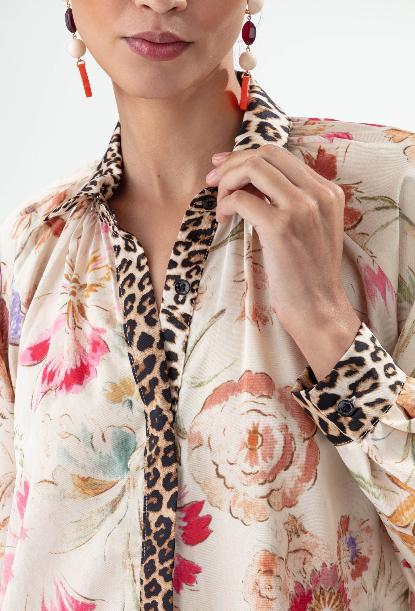 Chemise Faune imprimé papyrus et léopard 2