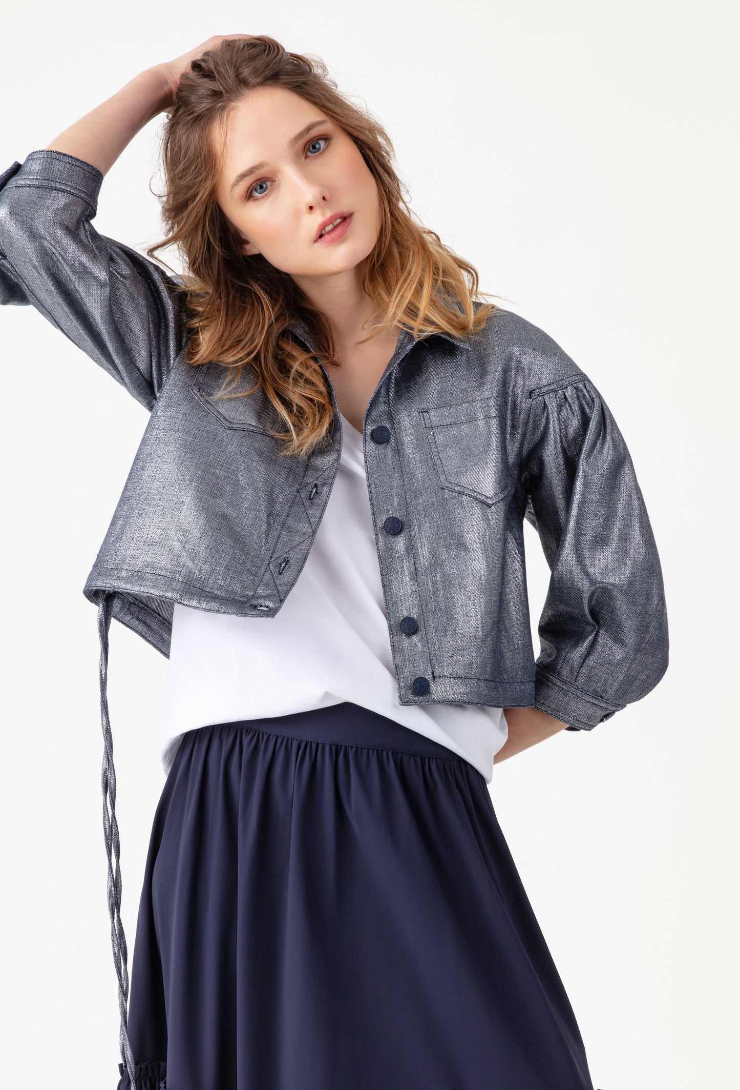 Blouson lamé argent Selene 1