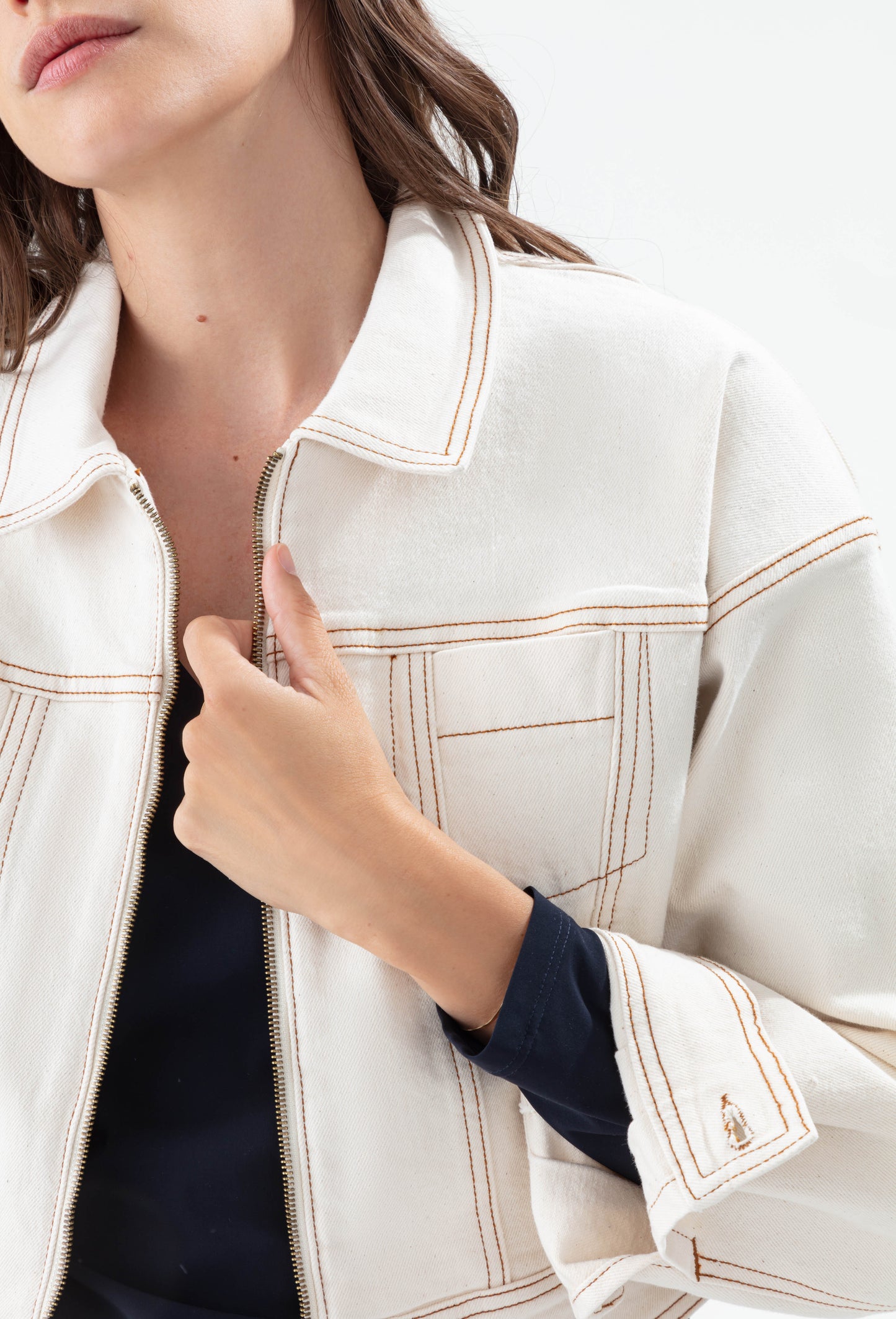 Blouson en jeans blanc Pénélope 2