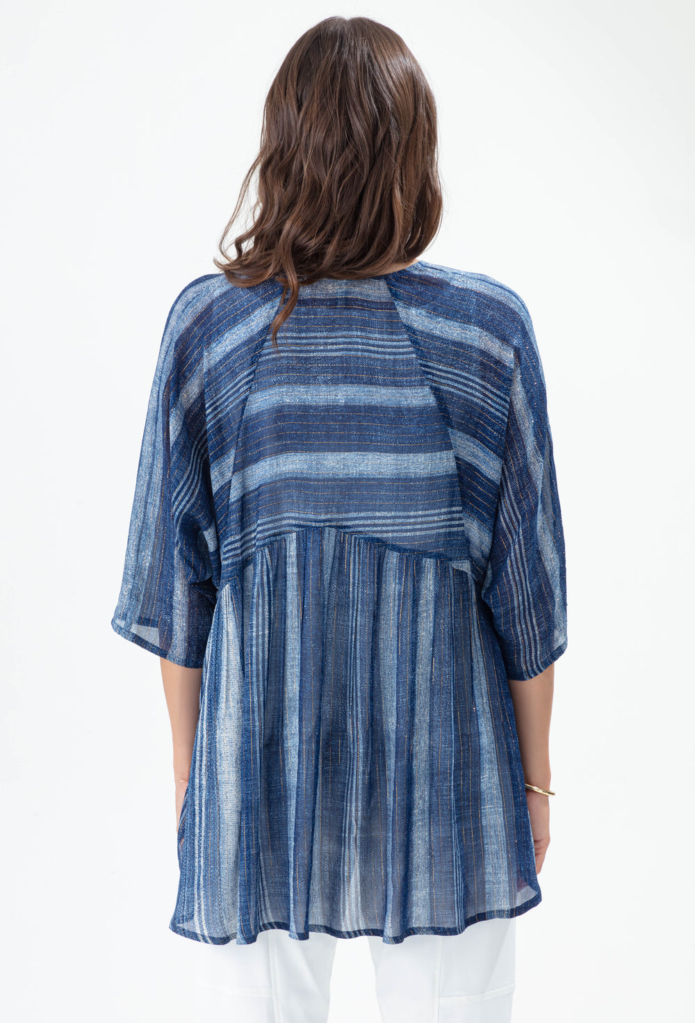 Blouse Poséidon à rayures saphir et gold 3