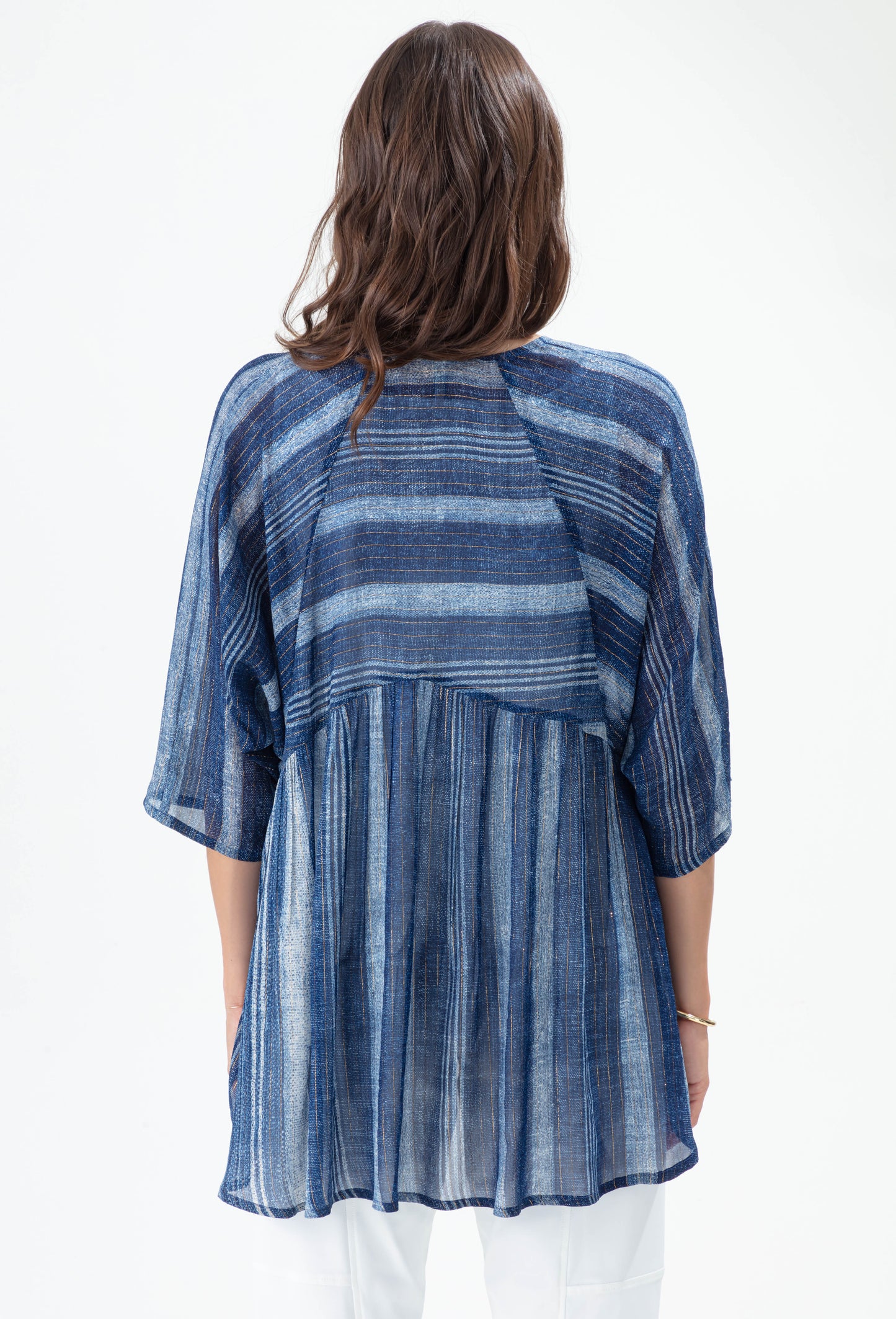 Blouse Poséidon à rayures saphir et gold 3