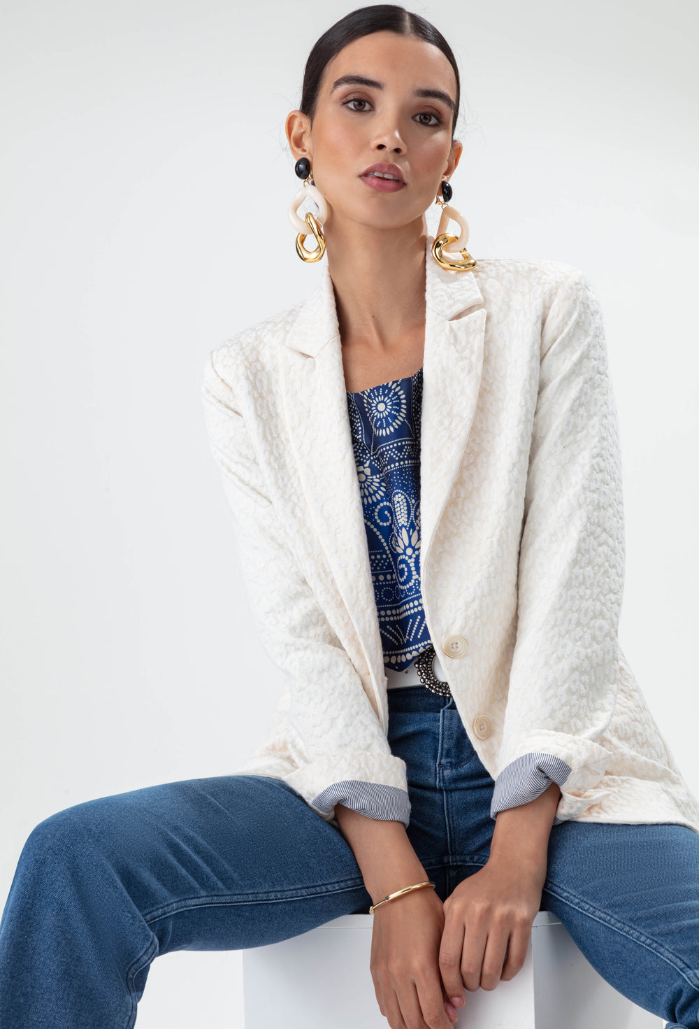 Veste Eiffel en jacquard léopard écru 6