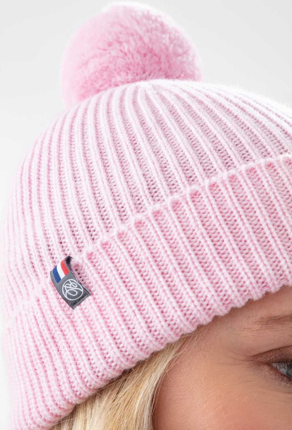 Bonnet Perrine rose poudre 100% laine 2