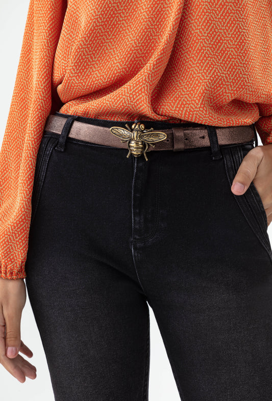 Ceinture Abiho en cuir marron irisée 1