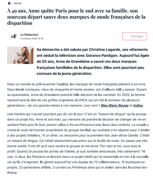 INDIES dans Le Journal des Femmes – Une histoire de mode française et de transmission