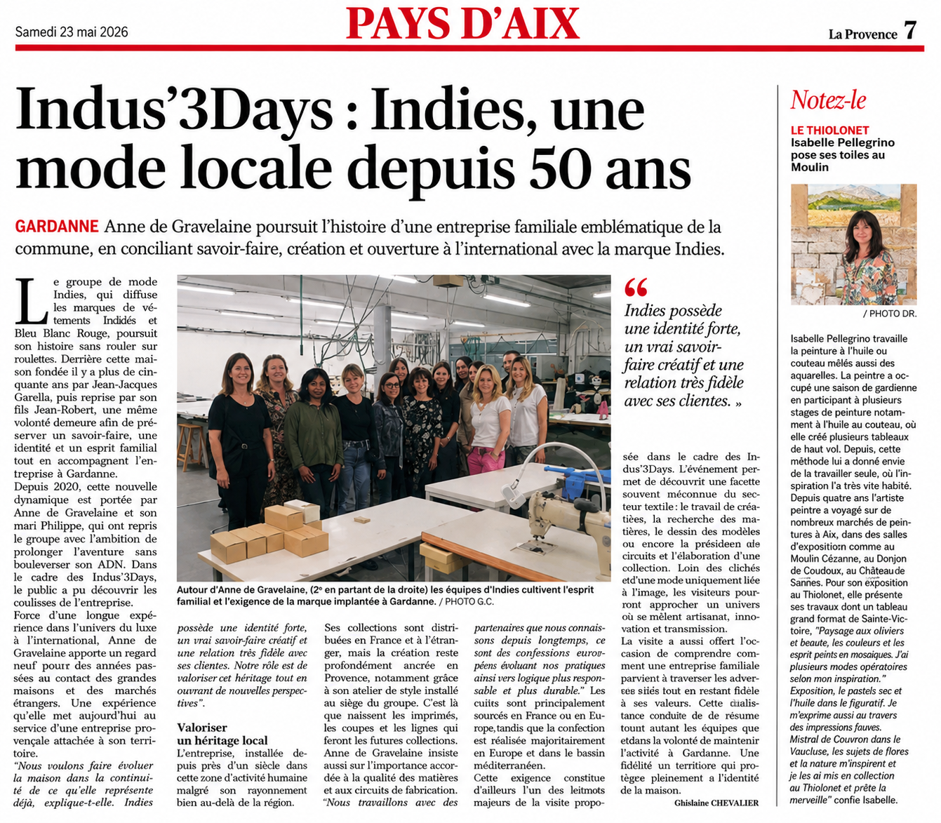 INDIES dans La Provence – Une mode locale depuis 50 ans