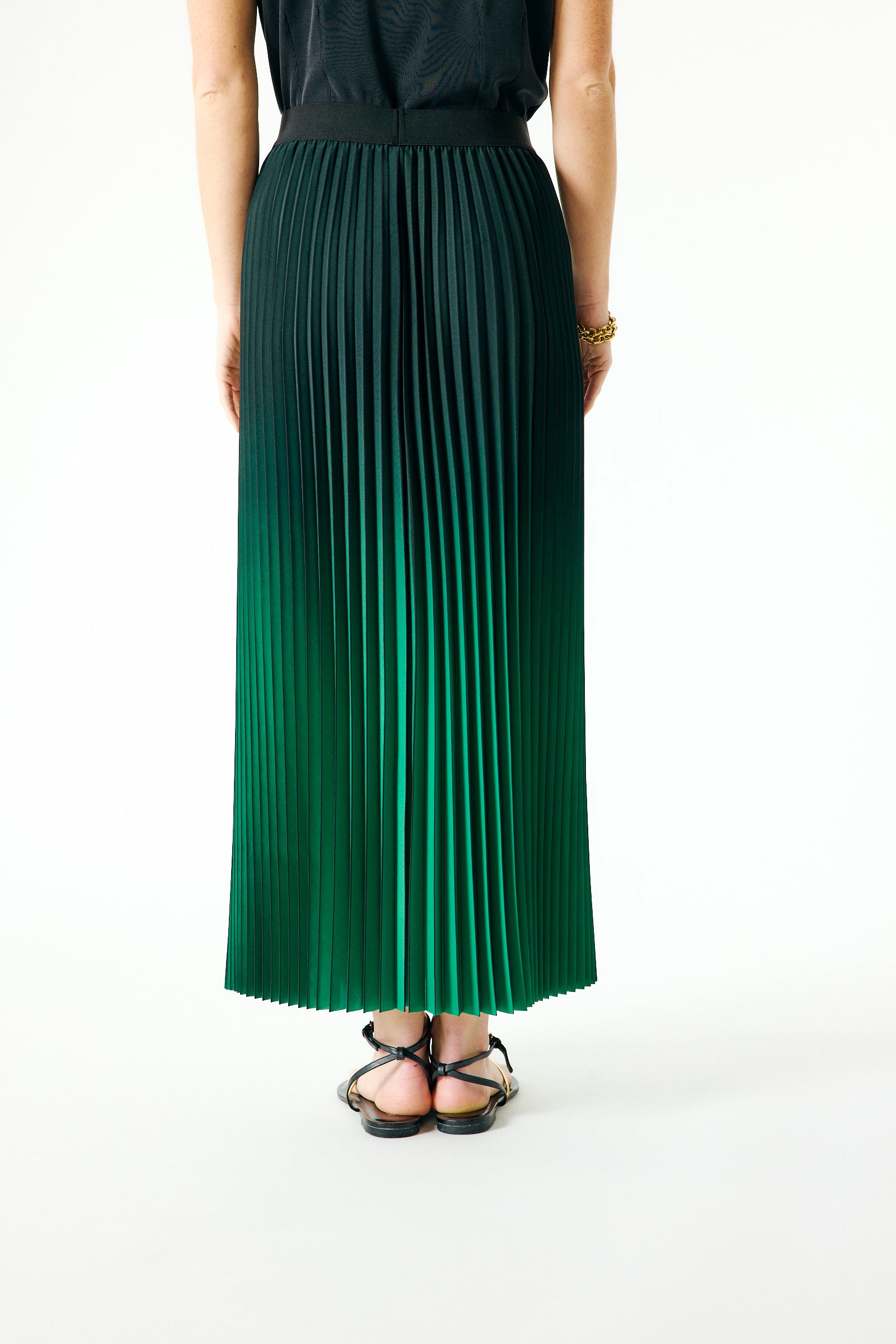Amanda pleated emerald ombré skirt | INDIES