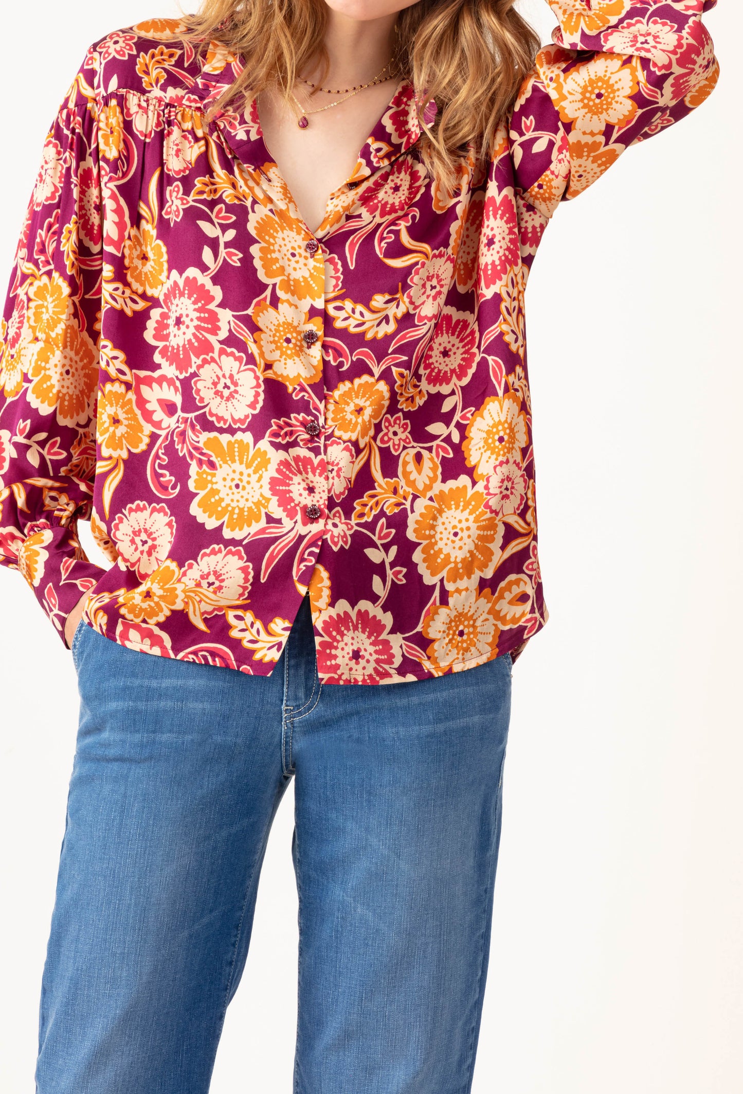 Leo floral printed blouse