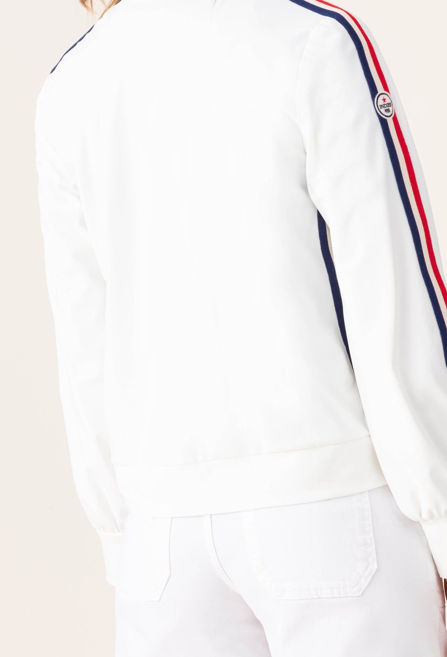 Serena navy blue technical jersey jacket