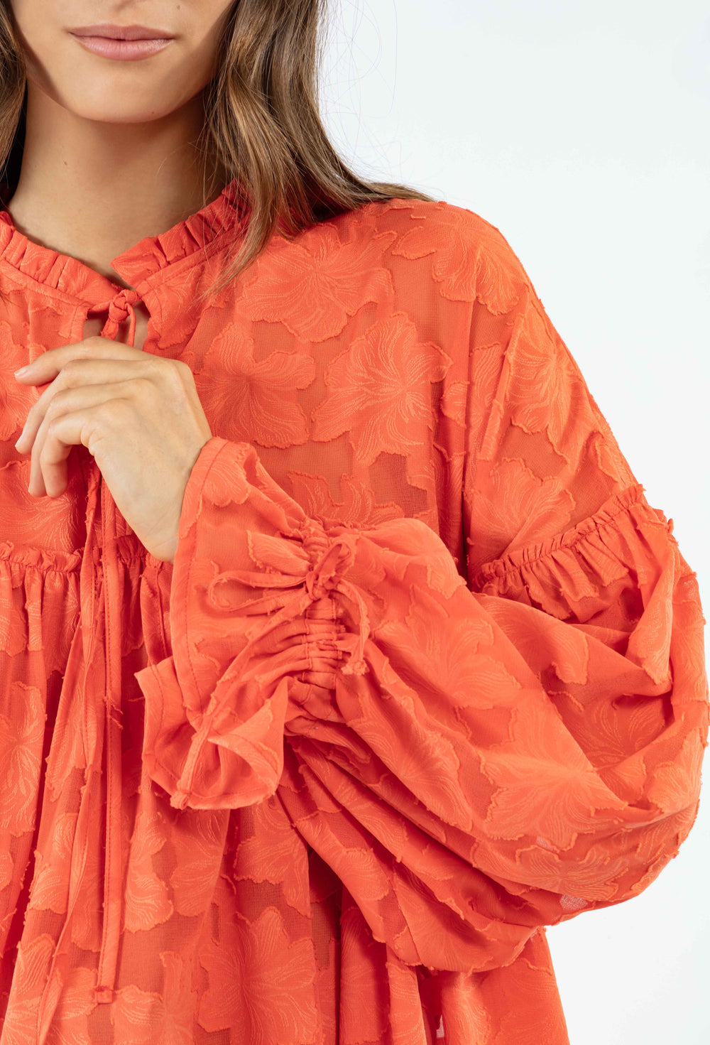 Blouse Finn en voile corail 2