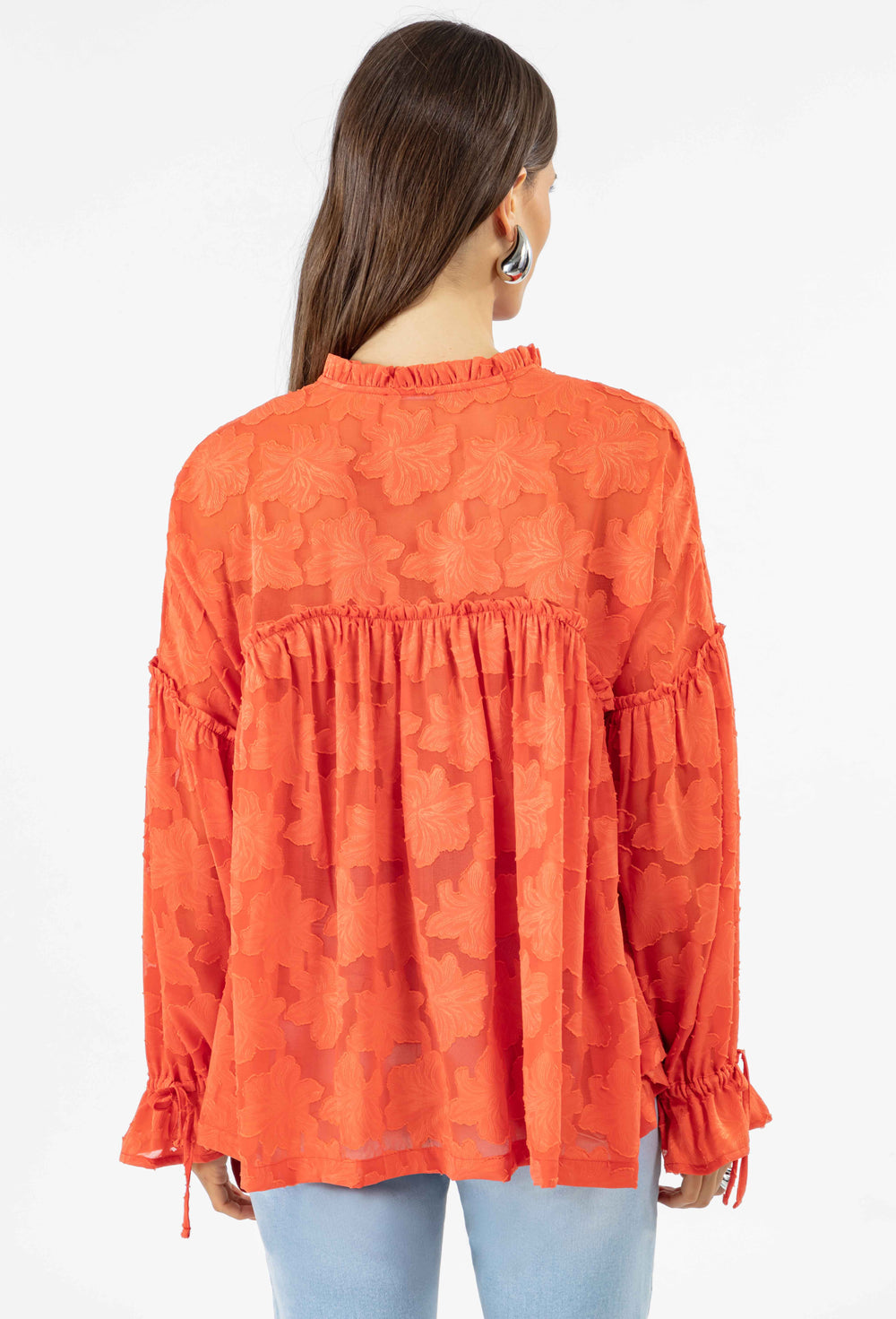 Blouse Finn en voile corail 4