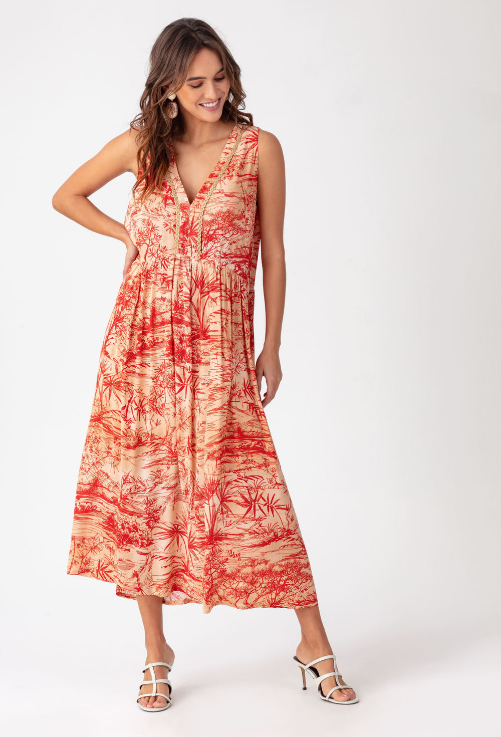 Robe longue sans manche frou frou à la taille Garçonne | Paris Fashion Shops Robe longue sans manche frou frou à la taille Garçonne | Paris Fashion Shops