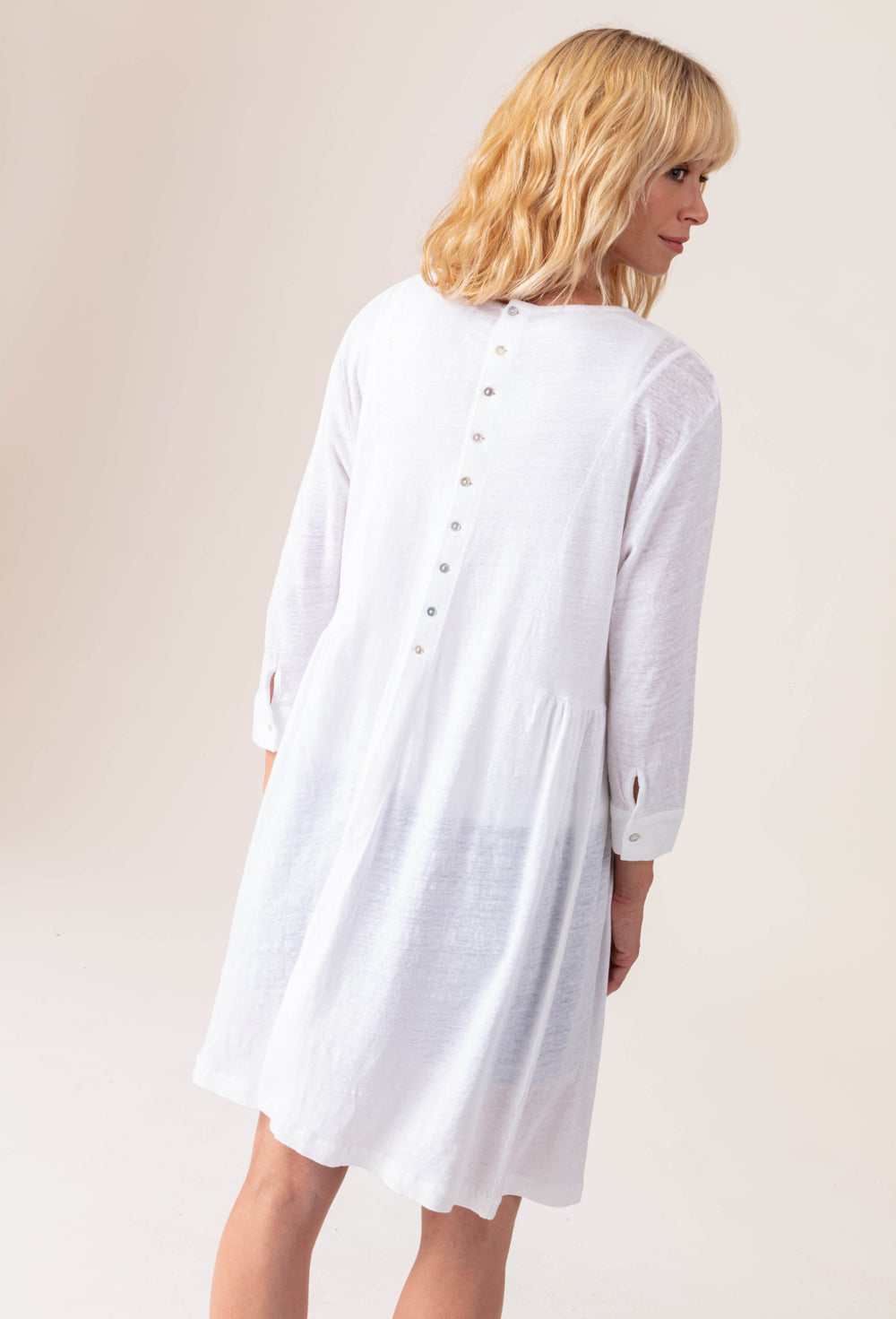 Gilet long Jeanne blanc 100% lin 4