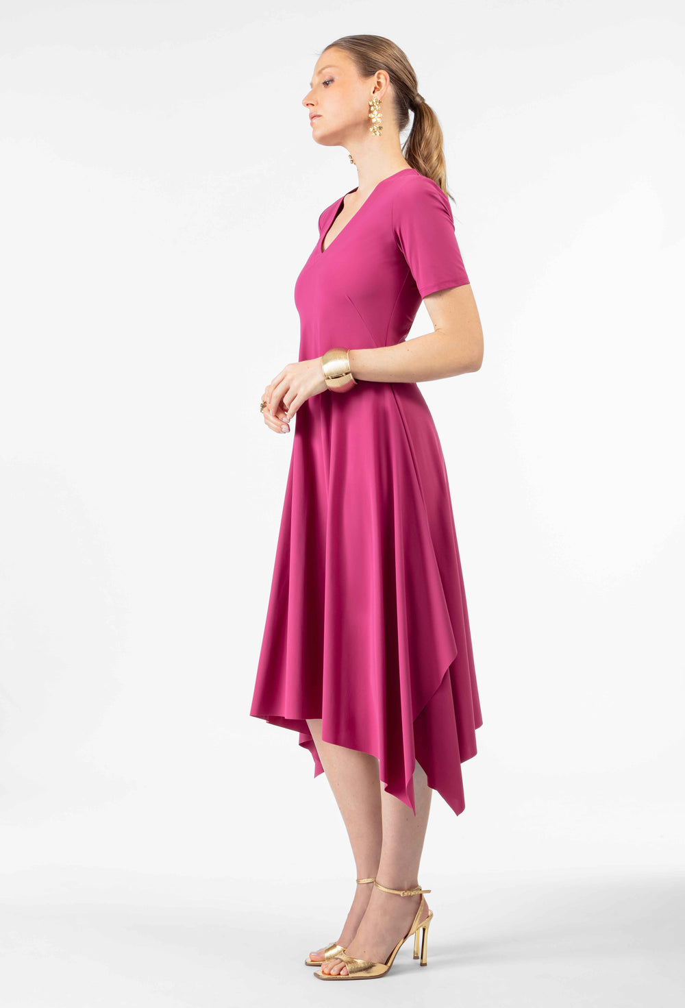 Robe longue Leanne en jersey technique framboise 6