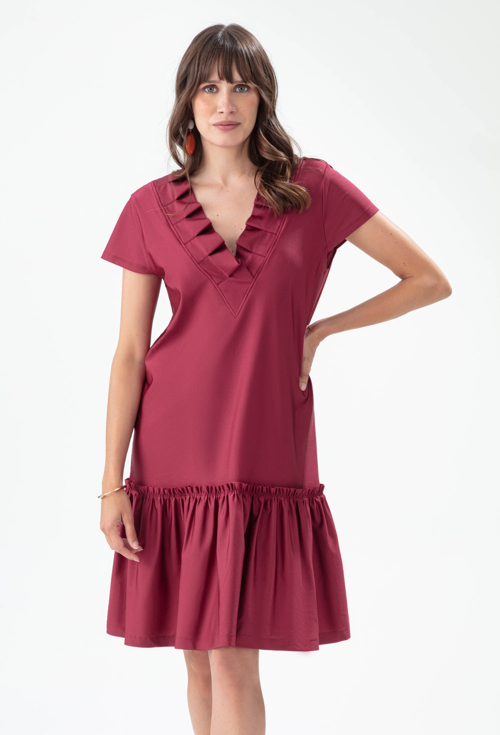 Robe Gemme cherry nacrée en jersey technique 1