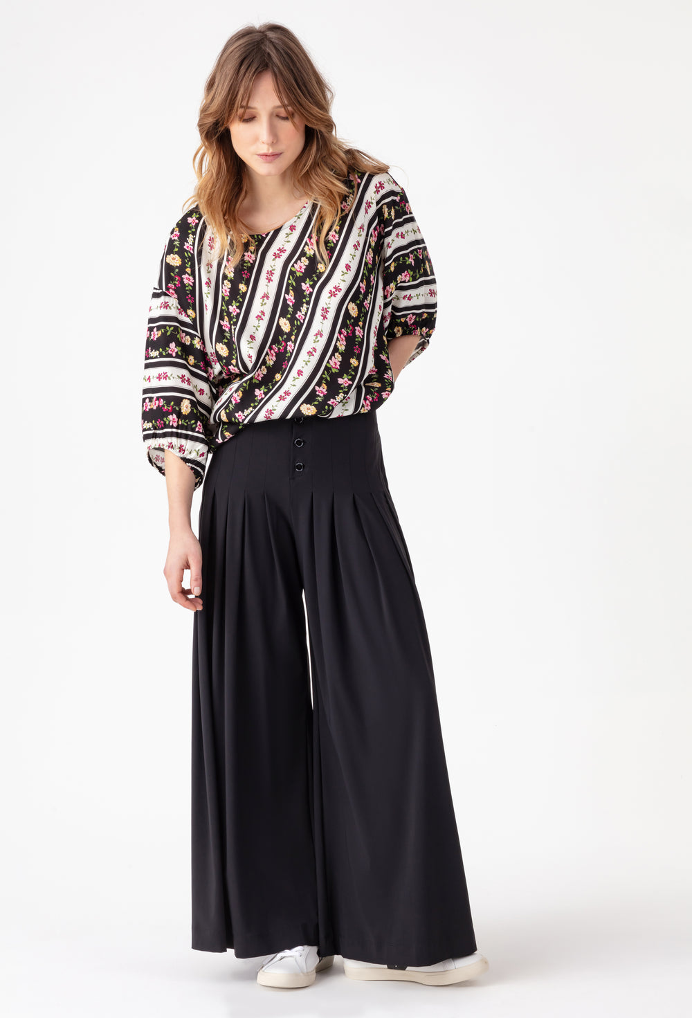 Pantalon large en jersey technique noir Sora 1