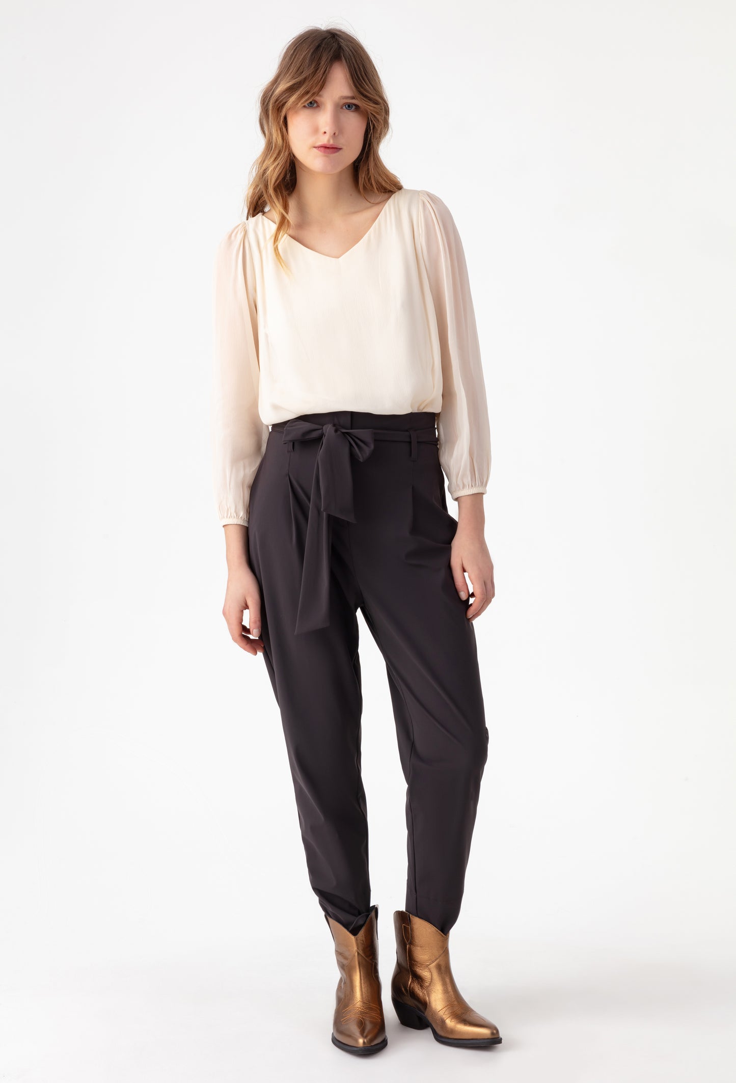Pantalon ceinturé Hadrien choco 1