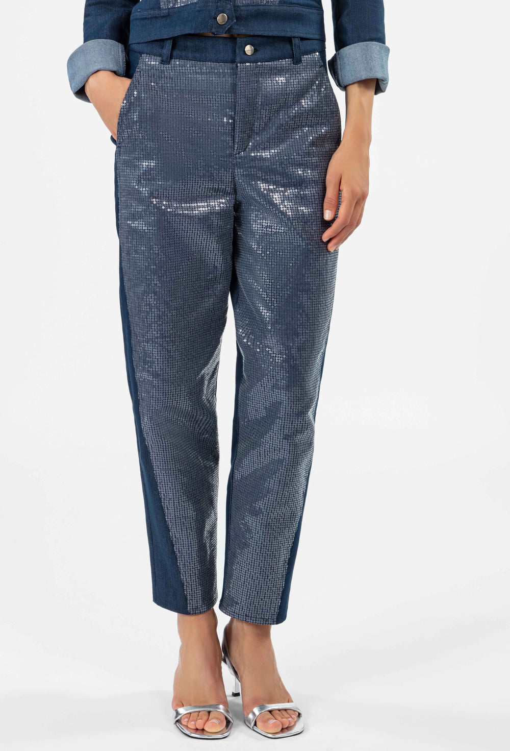 Jean mom Stan marine et sequins 2